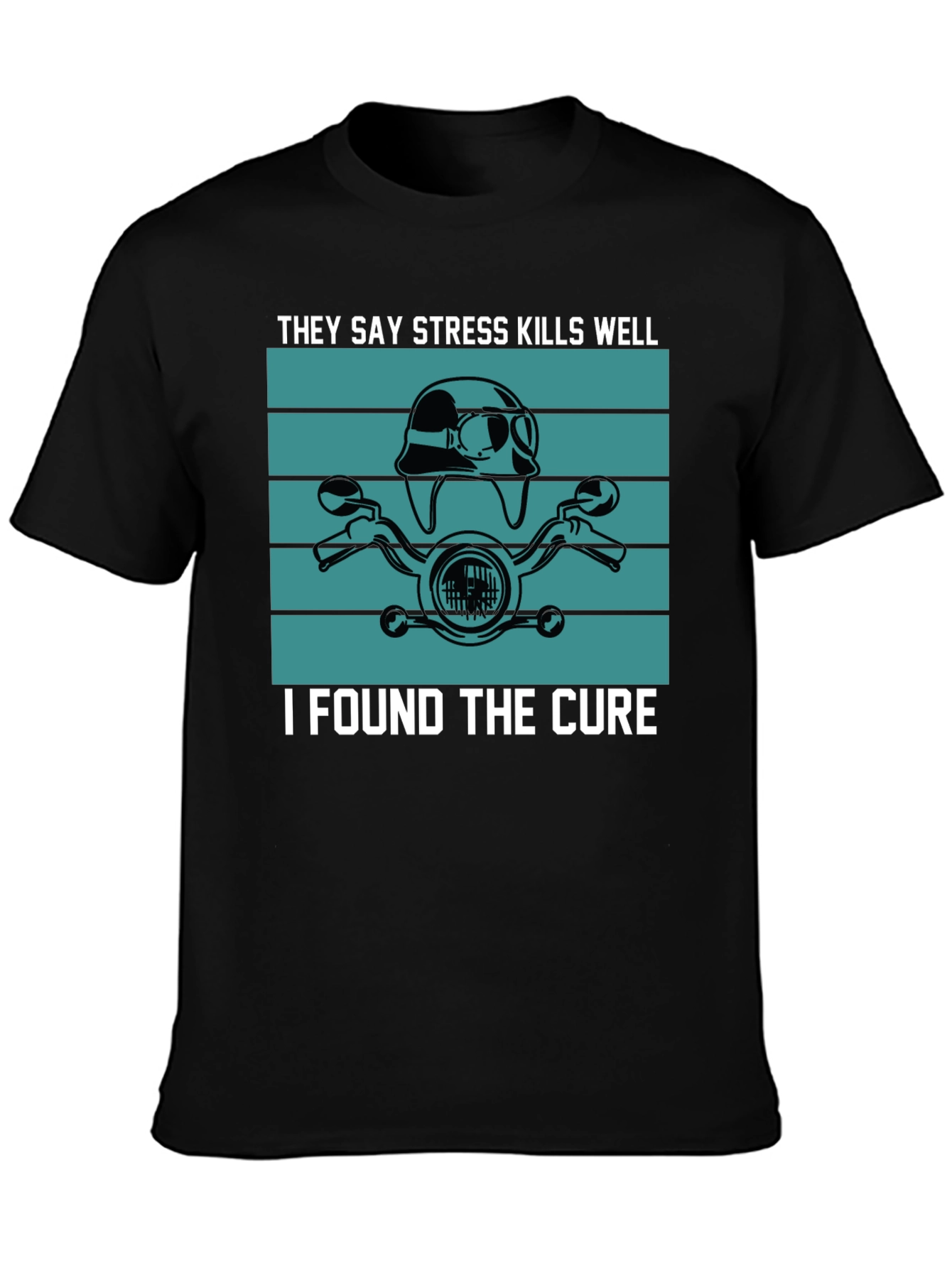 Black Stress Kills Cure Motorcycle T-Shirt view 3