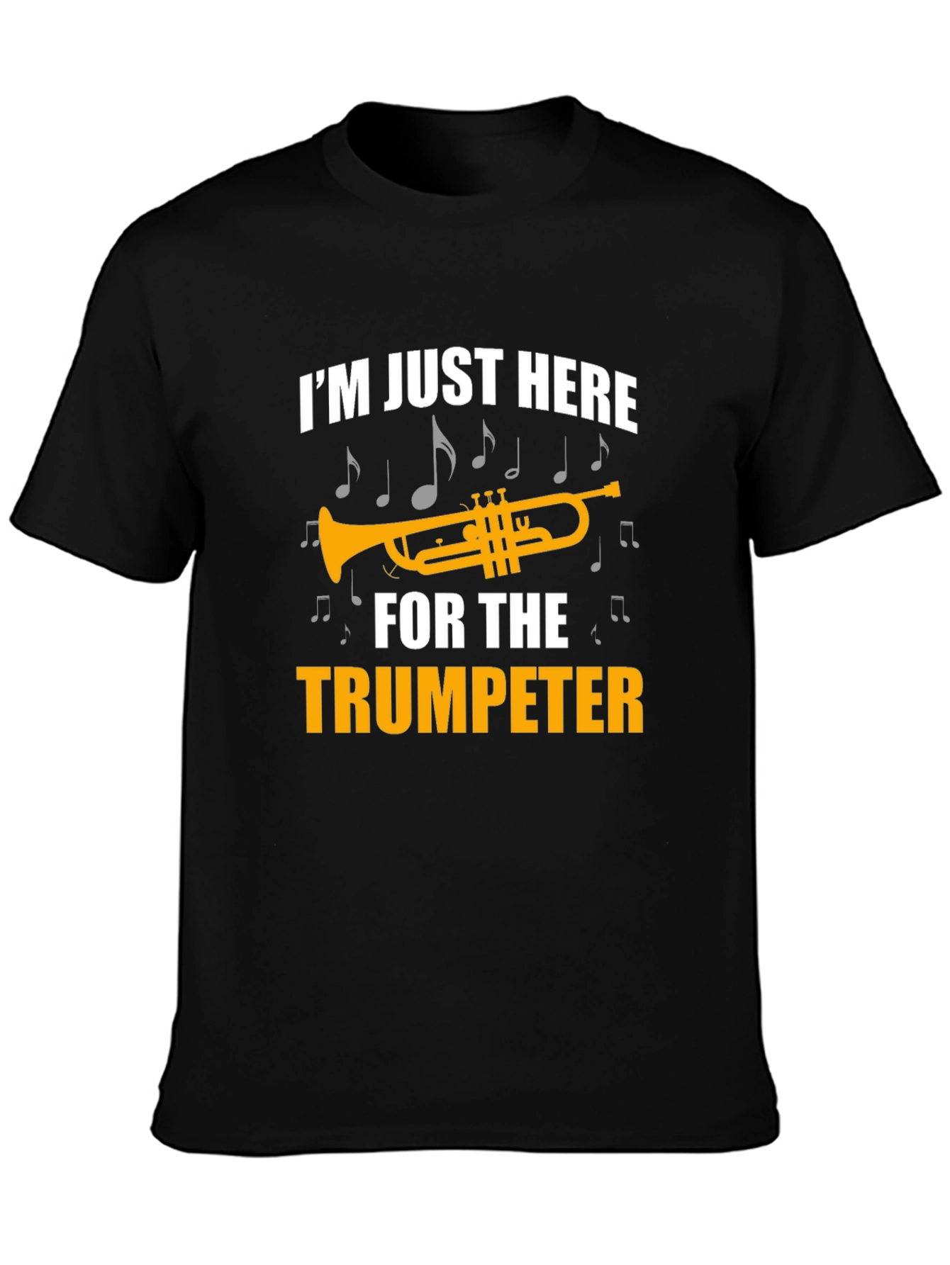Black Trumpet Lover Graphic Tee - I'm Just Here for the Trumpeter view 3