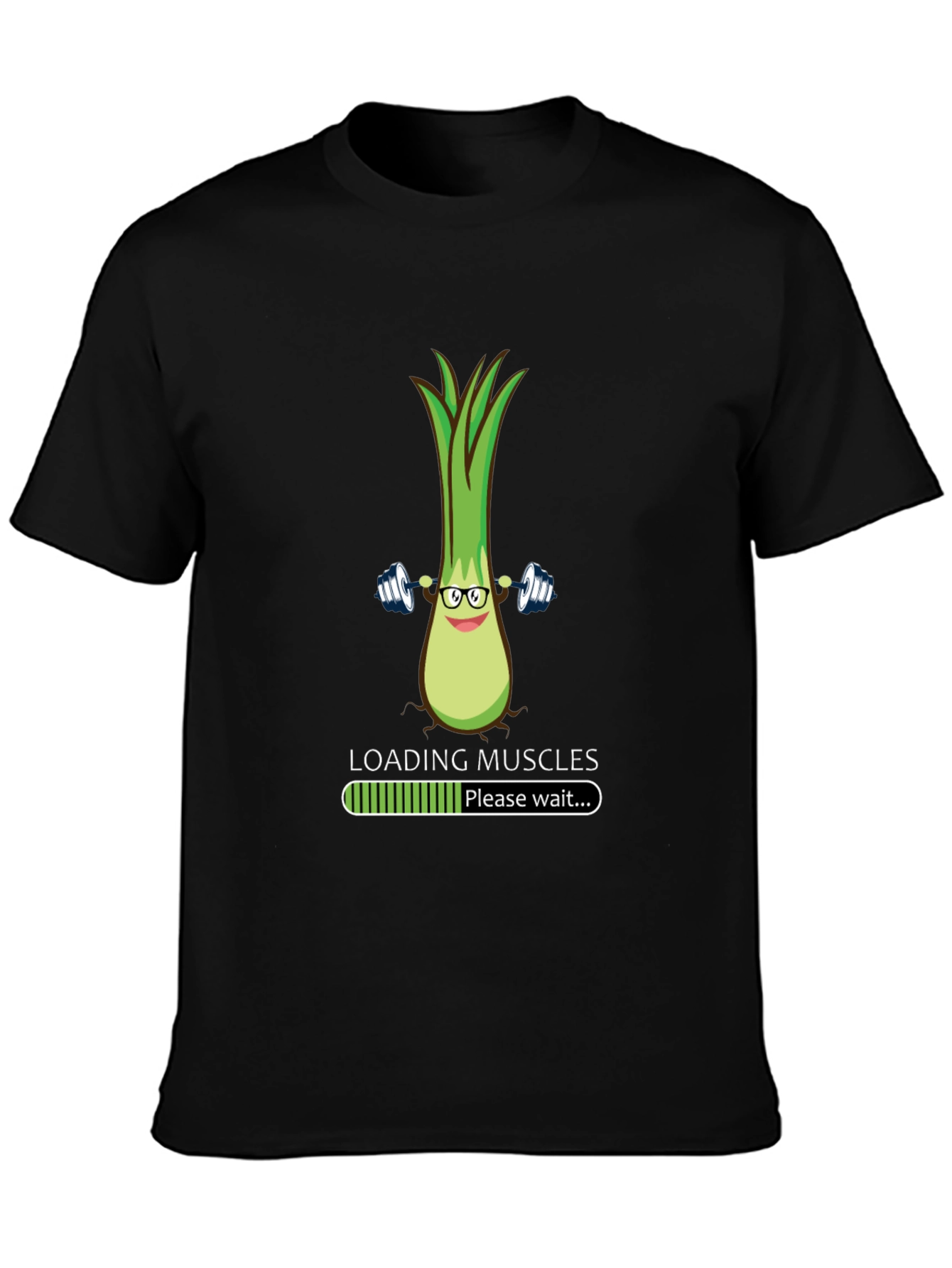 Black Funny Leek Muscles Black T-Shirt view 3