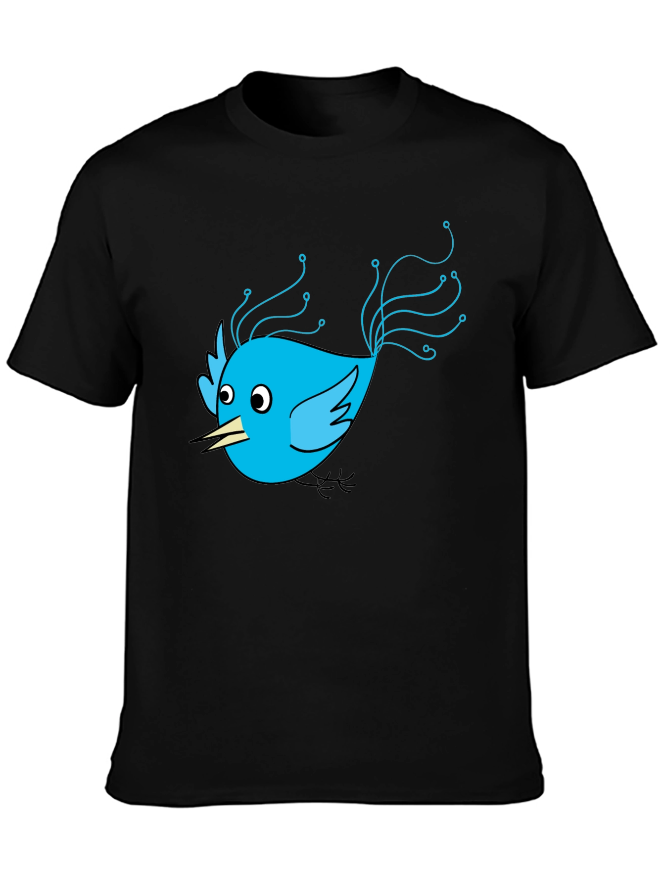 Black Tech Bird Graphic Tee - Black Cotton Blend view 3