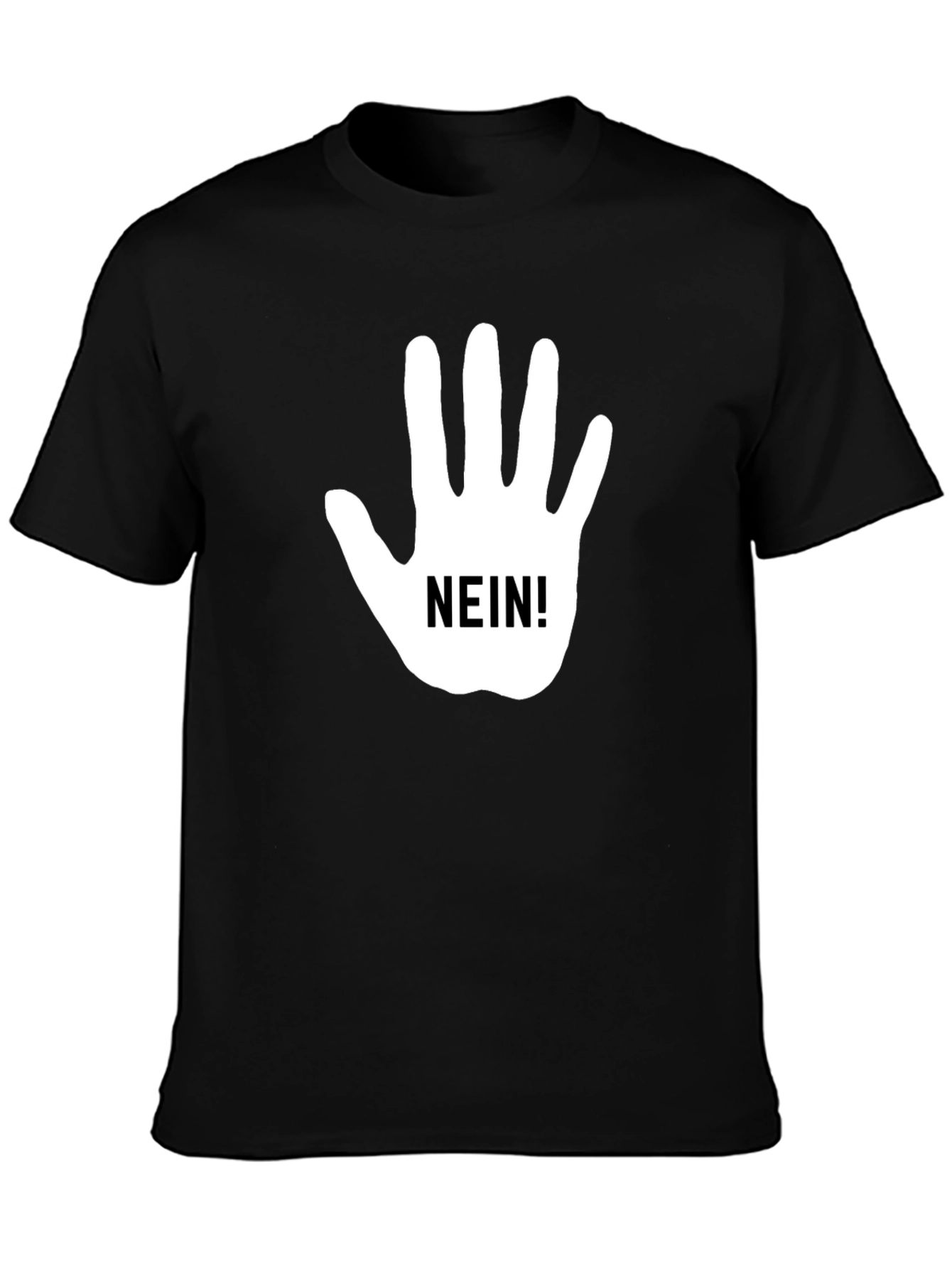 Black Nein Hand Gesture Black T-Shirt view 3