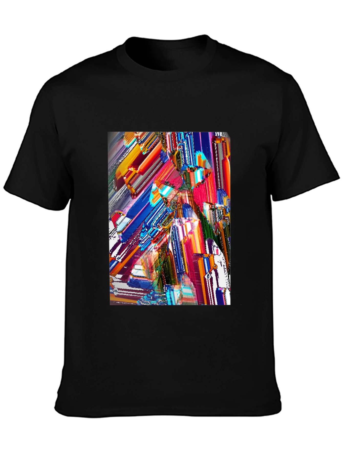 Black Abstract Art Graphic Print Black T-Shirt view 3