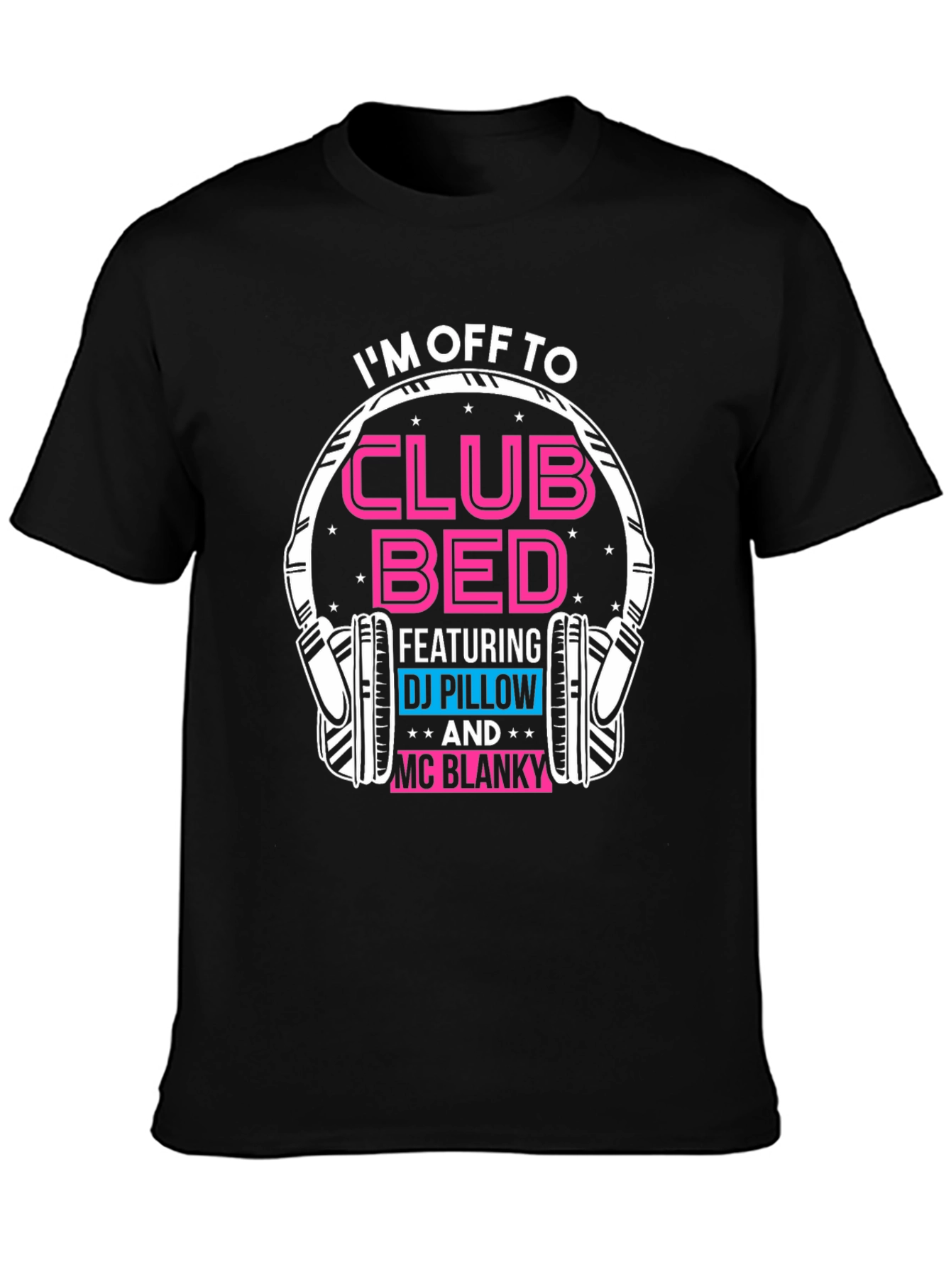 Black Club Bed T-Shirt: DJ Pillow & MC Blanky Graphic Tee view 3