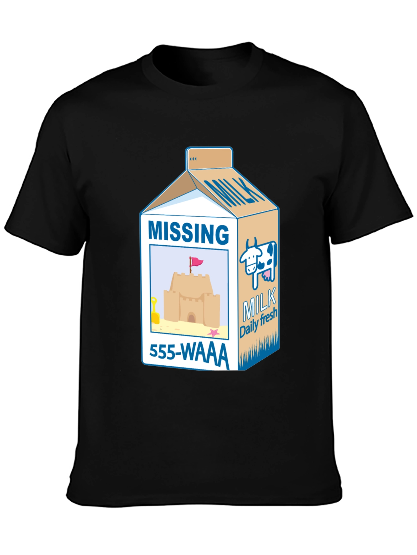 Black Funny Missing Milk Carton T-Shirt view 3