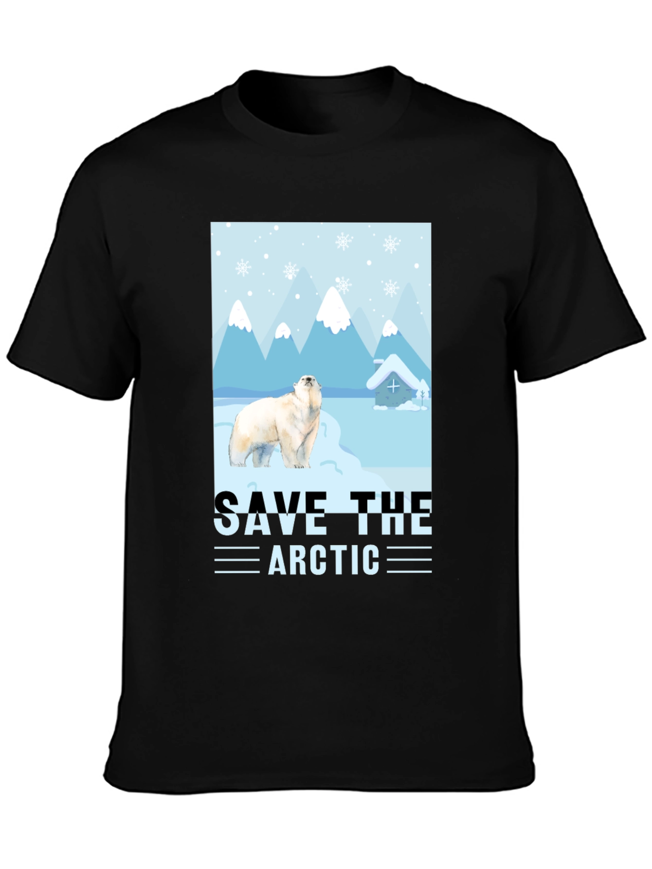 Black Save the Arctic Polar Bear Graphic T-Shirt view 3