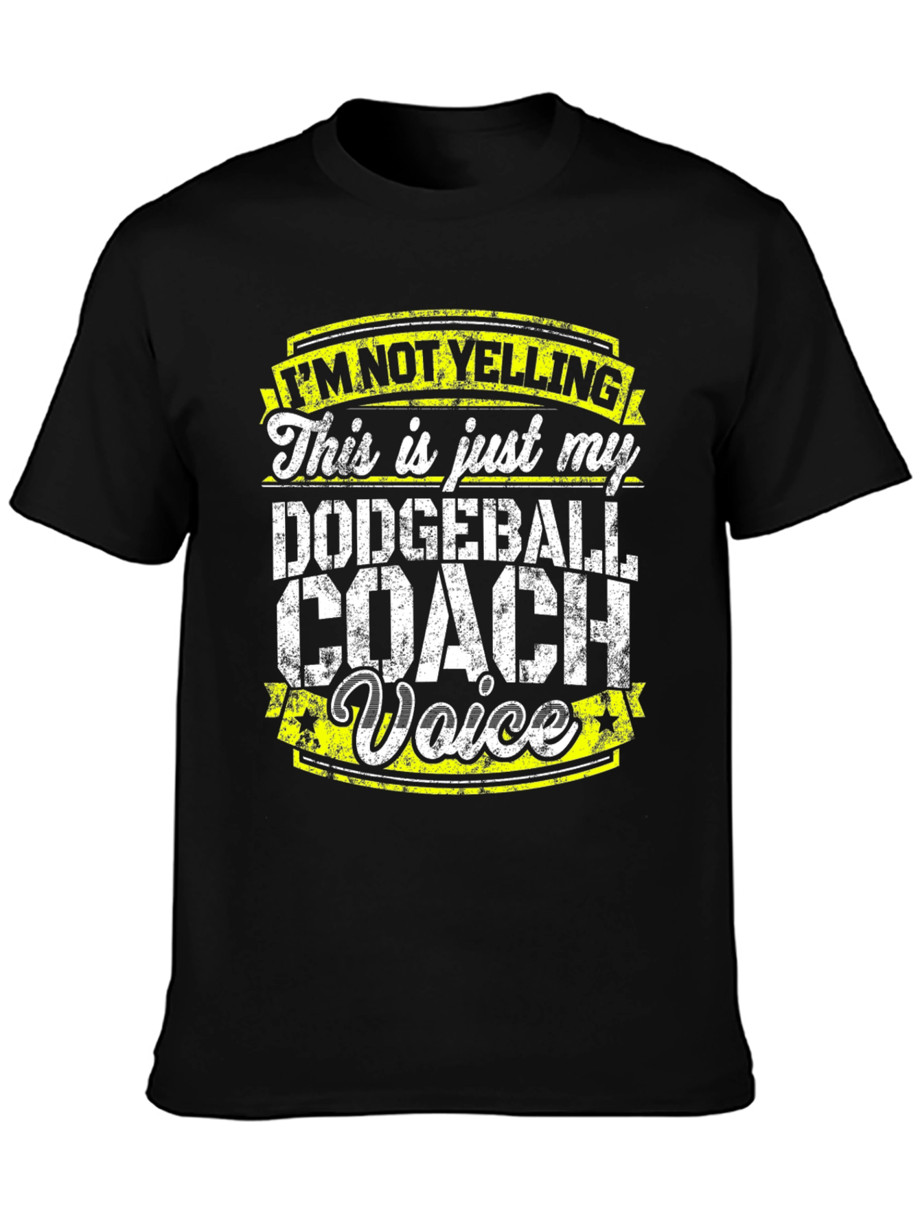 Black Dodgeball Coach Voice T-Shirt - Funny Sports Tee view 3