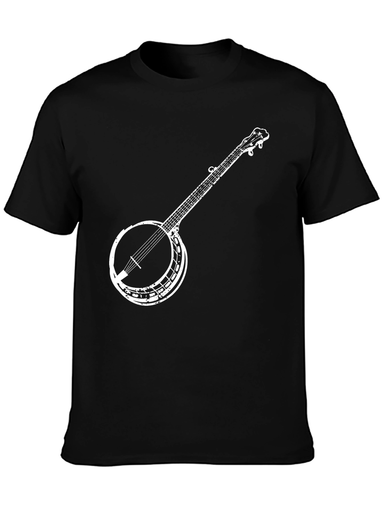 Black Banjo Graphic Tee - Black Cotton Music Lover Shirt view 3