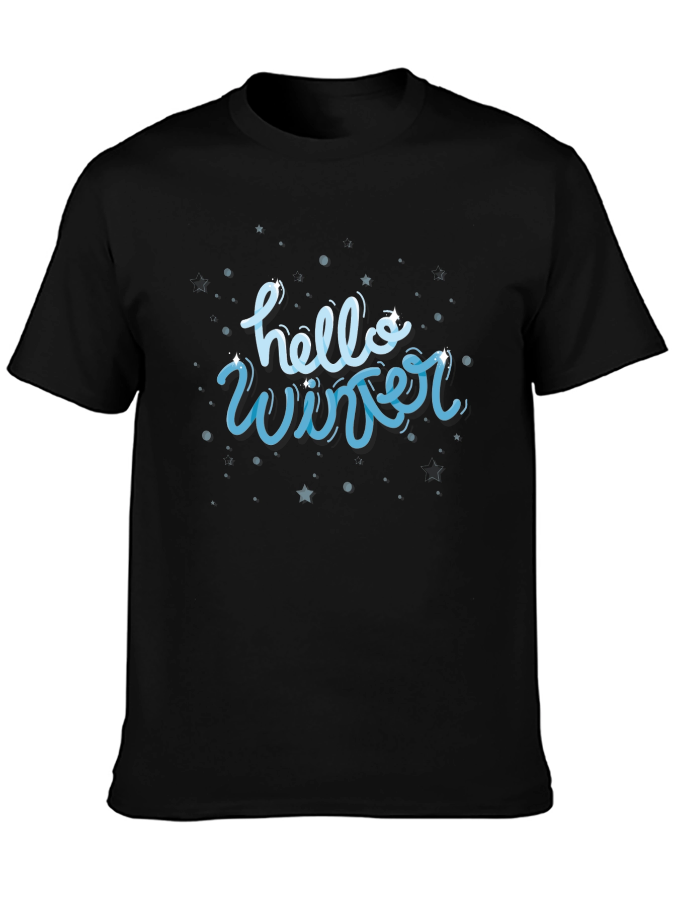 Black Hello Winter Graphic Tee - Stylish Unisex Shirt view 3