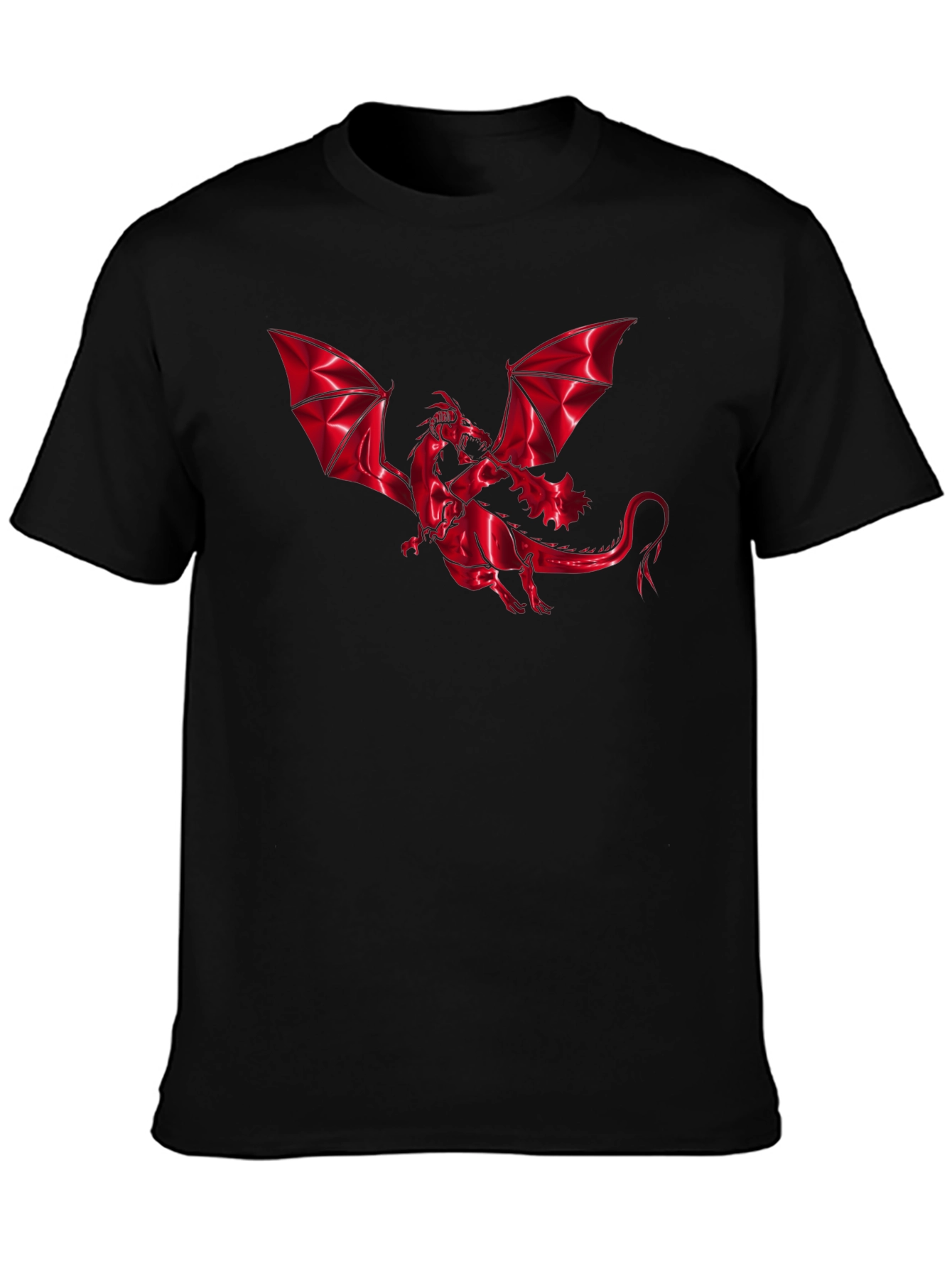 Black Red Dragon Graphic Tee - Men's Black T-Shirt view 3