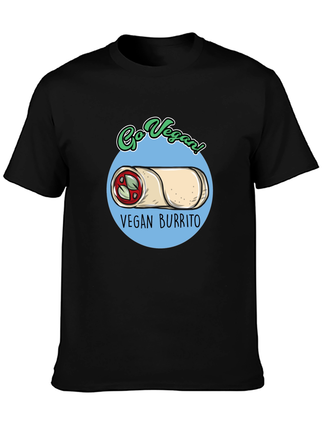 Black Go Vegan! Vegan Burrito T-Shirt view 3