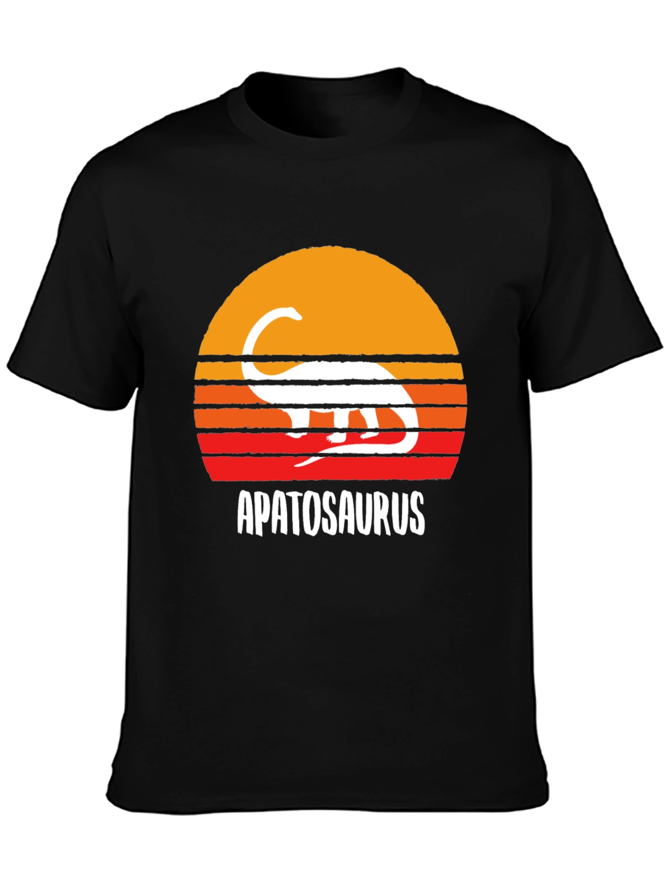 Black Apatosaurus Sunset Graphic Tee - Dinosaur Lover's Shirt view 3