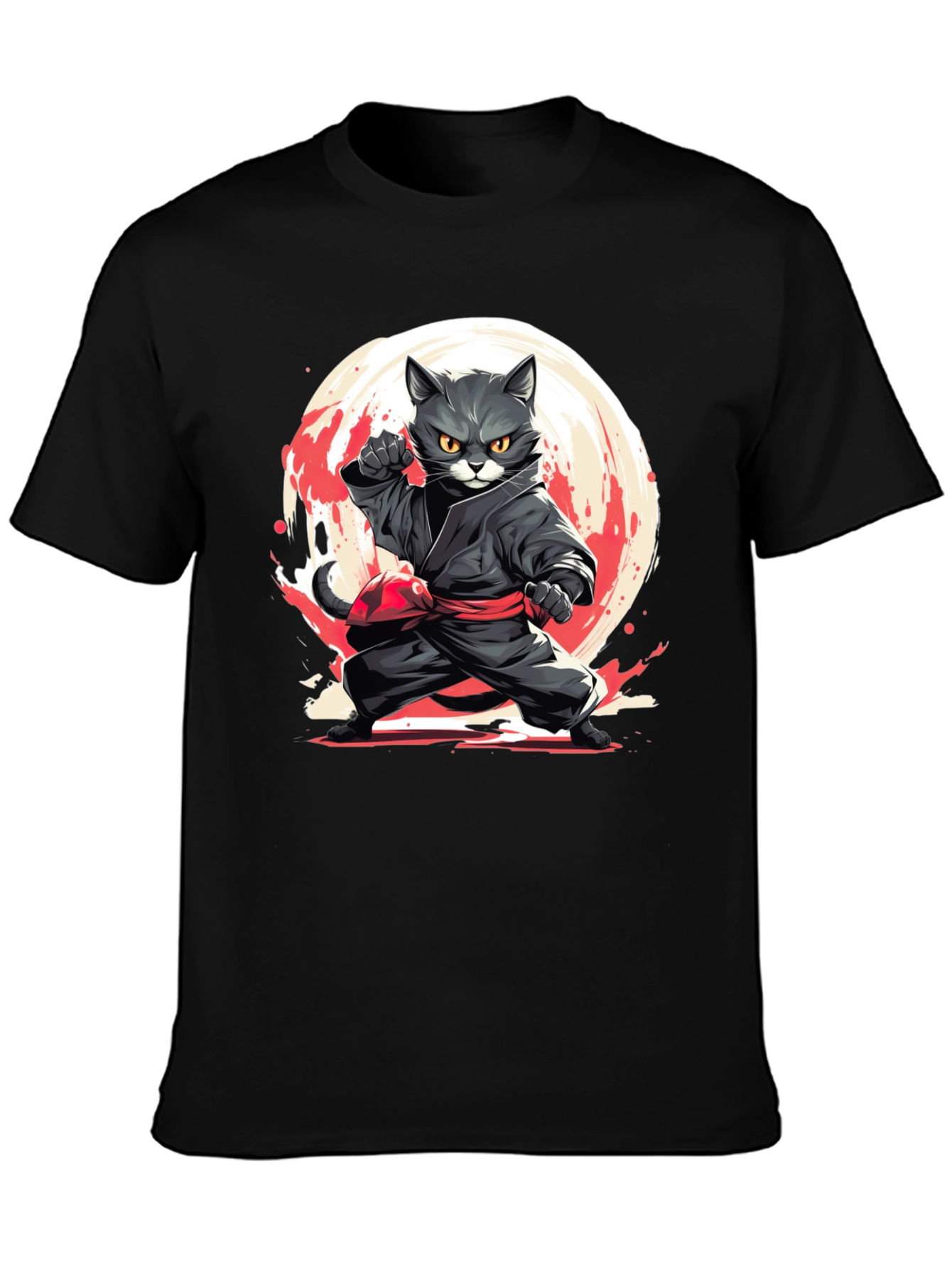 Black Ninja Cat T-Shirt - Martial Arts Kitten Tee view 3