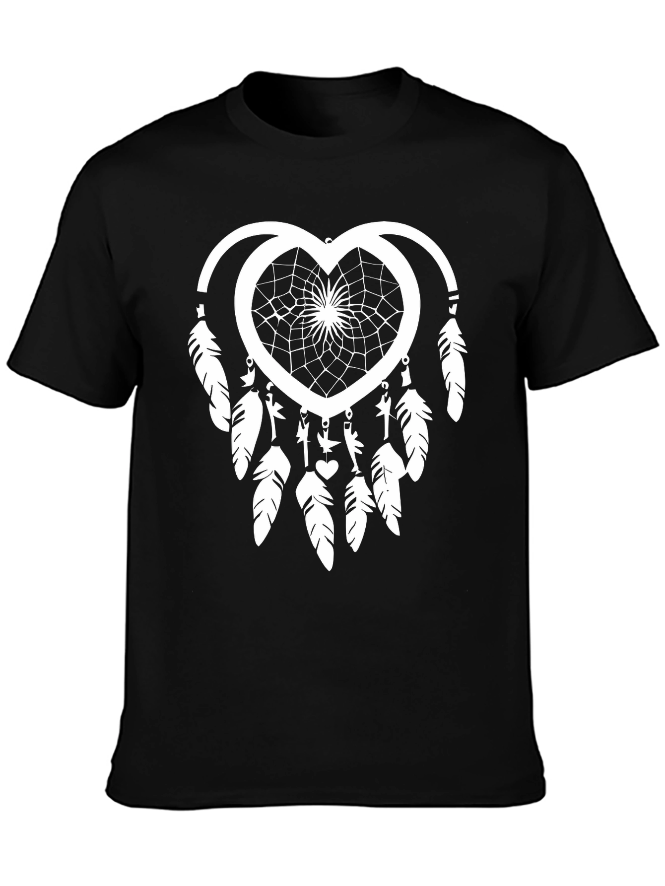 Black Dreamcatcher Heart Graphic Tee - Stylish Black T-Shirt view 3