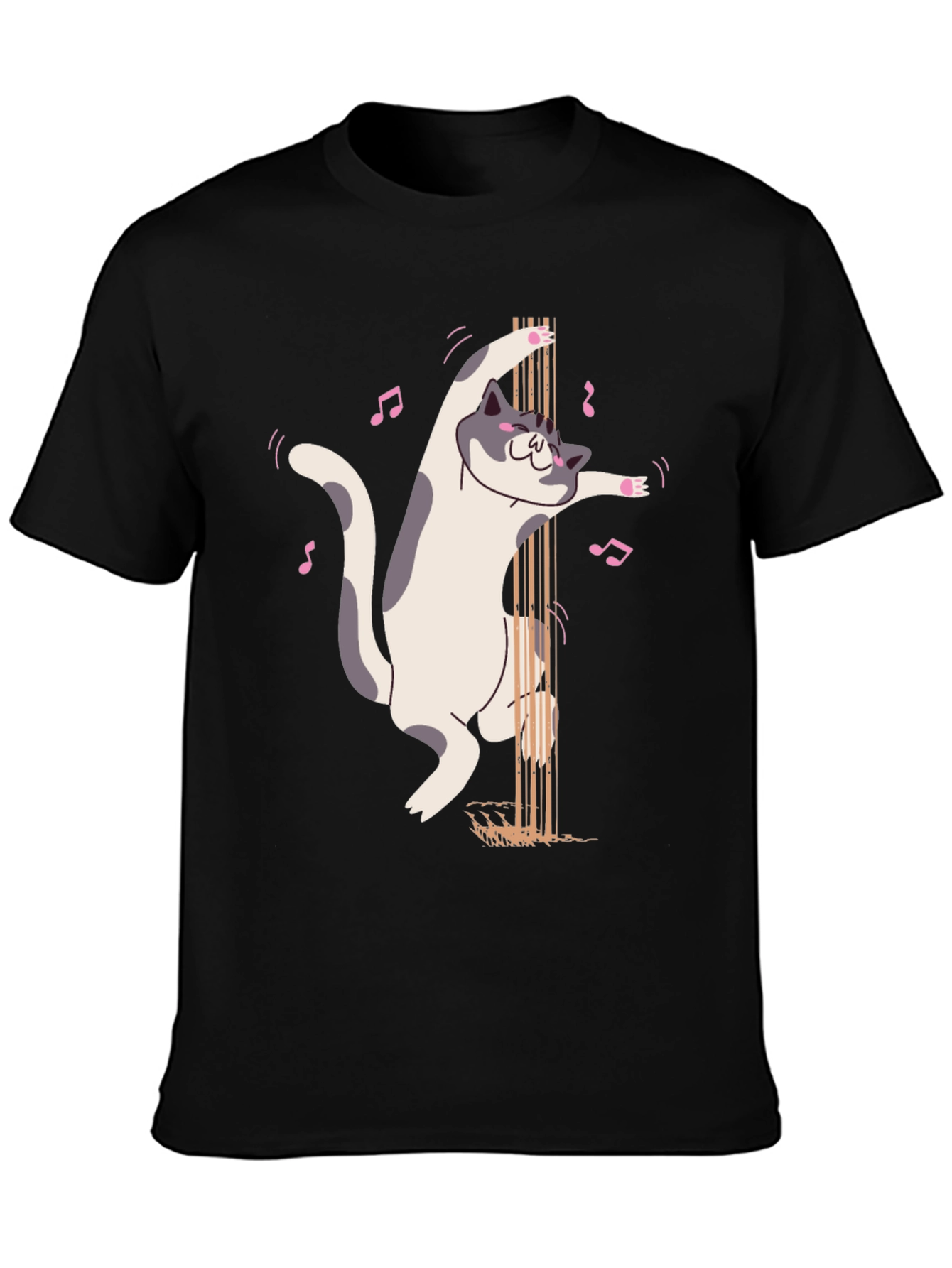 Black Pole Dancing Cat Graphic T-Shirt view 3