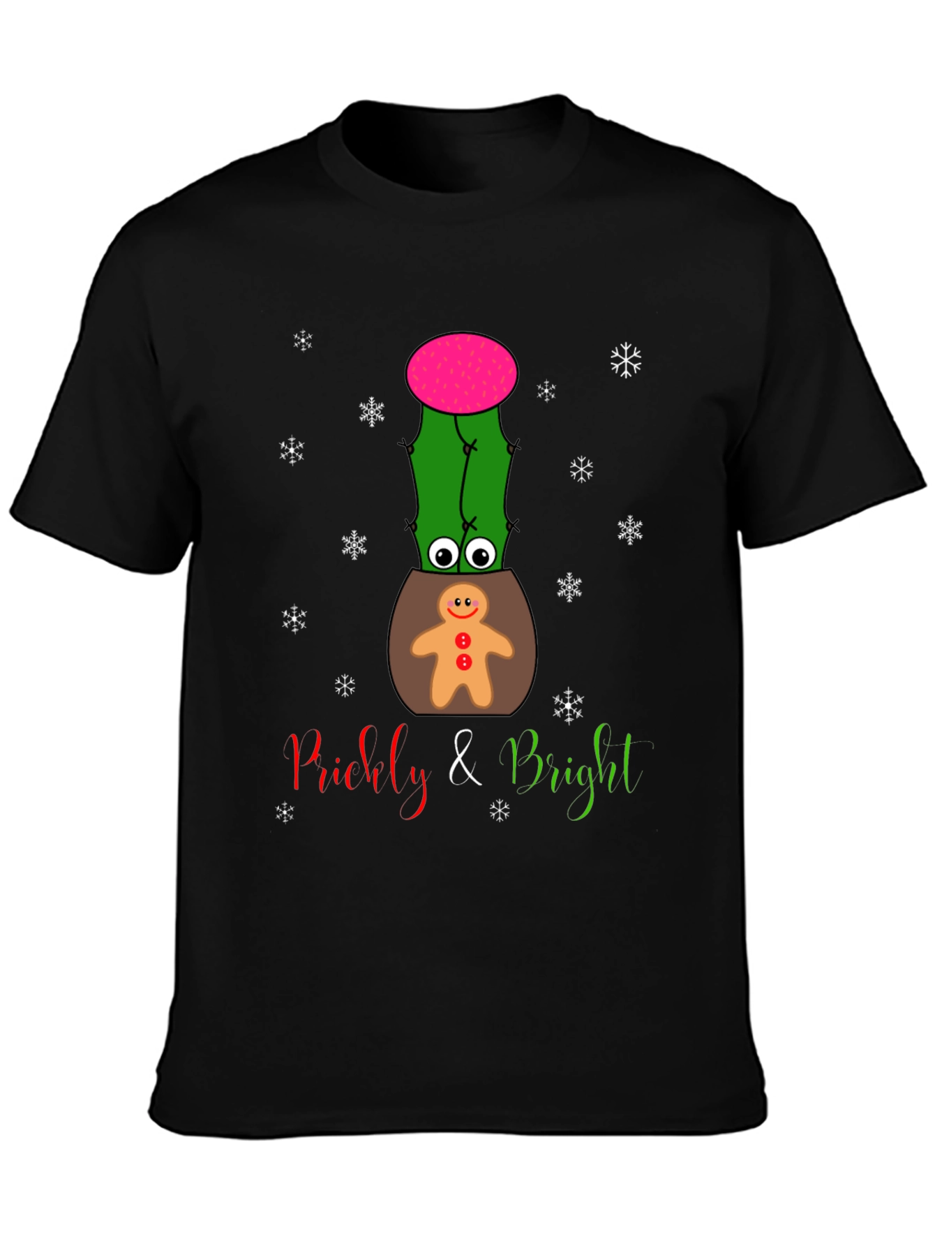 Black Prickly & Bright Holiday Cactus T-Shirt view 3