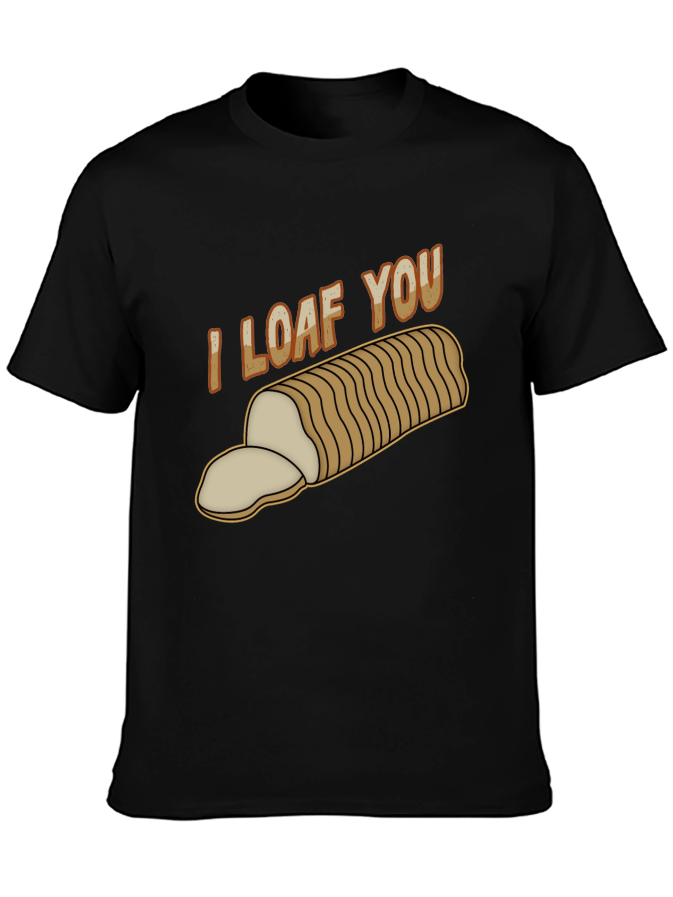 Black I Loaf You T-Shirt - Funny Bread Pun Tee view 3