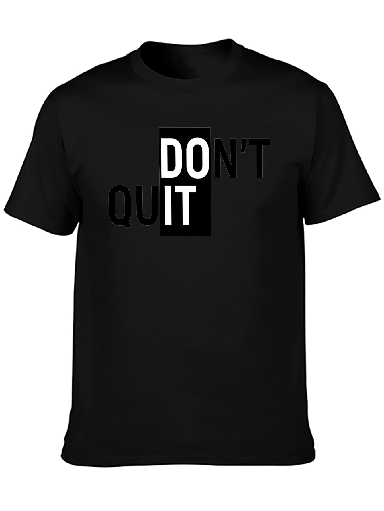 Black Motivational "Don't Quit" Graphic Print Black T-Shirt view 3