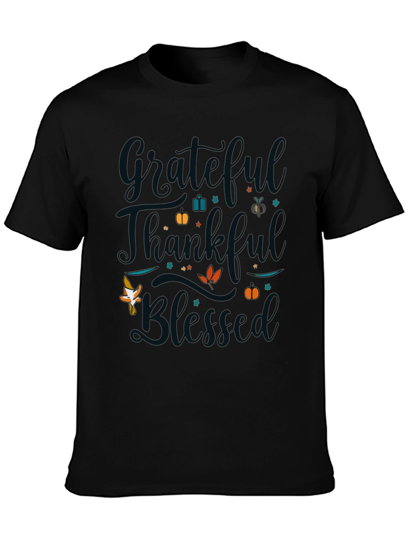 Black Grateful Thankful Blessed Black T-Shirt view 3