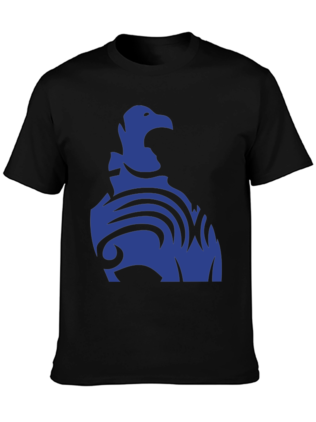 Black Blue Eagle Tribal Design Black T-Shirt view 3