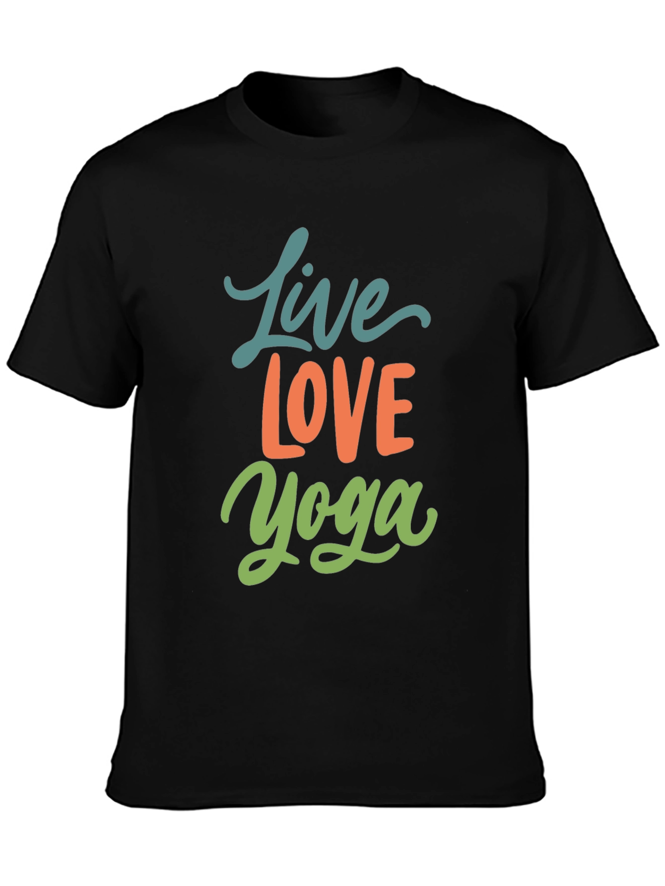 Black Live Love Yoga Graphic Tee - Black Cotton Casual T-Shirt view 3