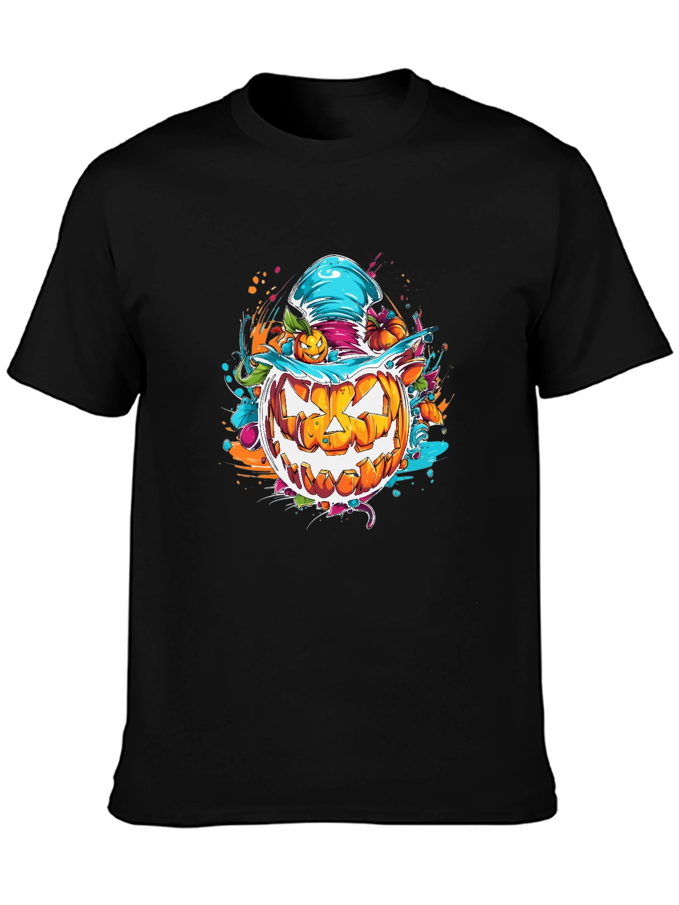 Black Halloween Pumpkin T-Shirt view 3