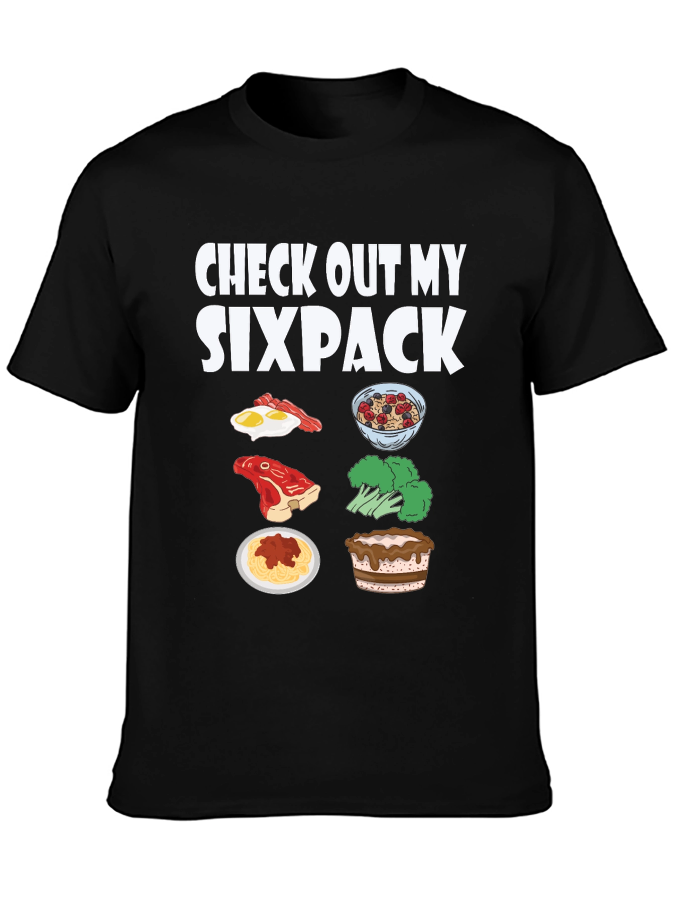 Black Check Out My Sixpack Food T-Shirt view 3
