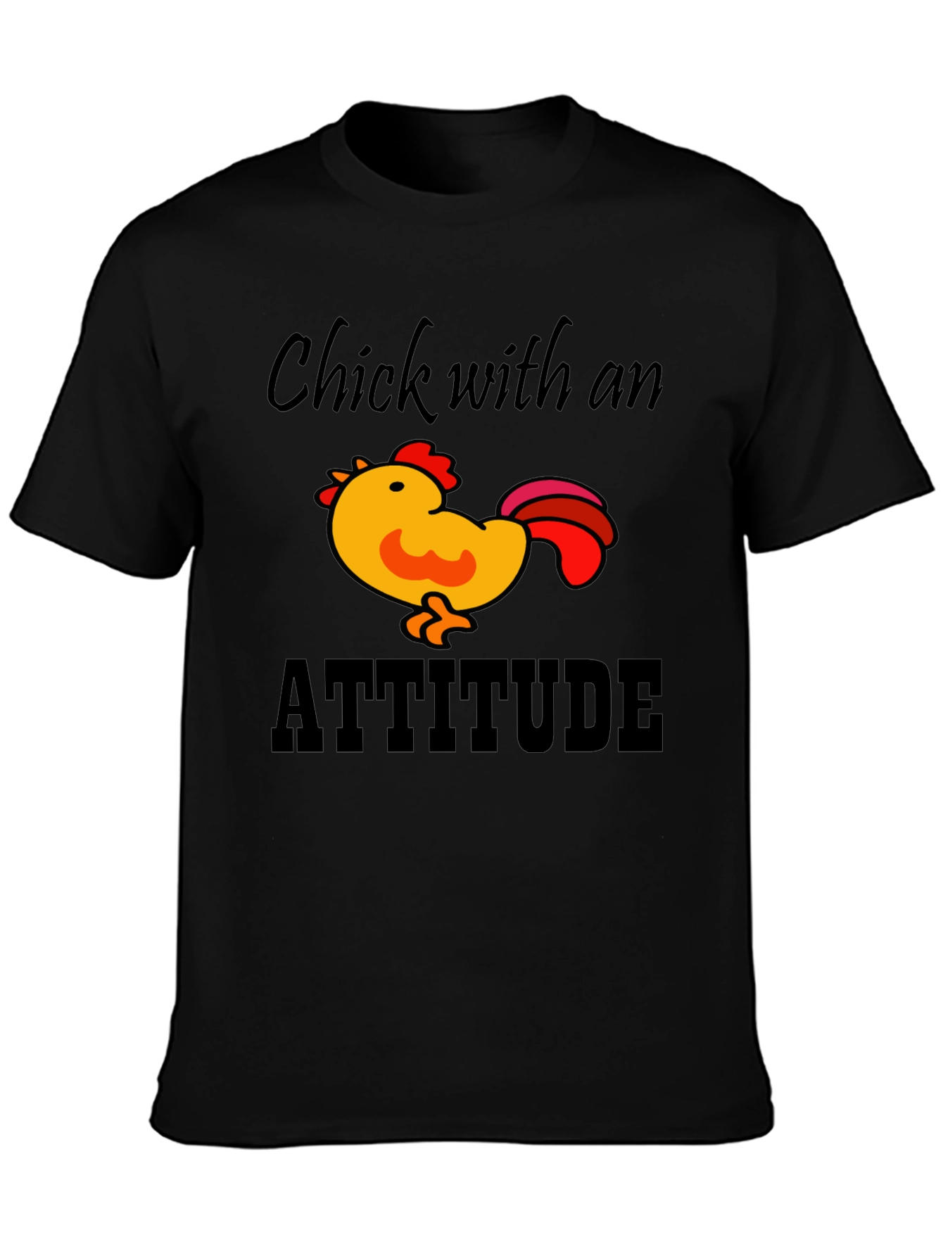 Black Chick with Attitude Black T-Shirt view 3
