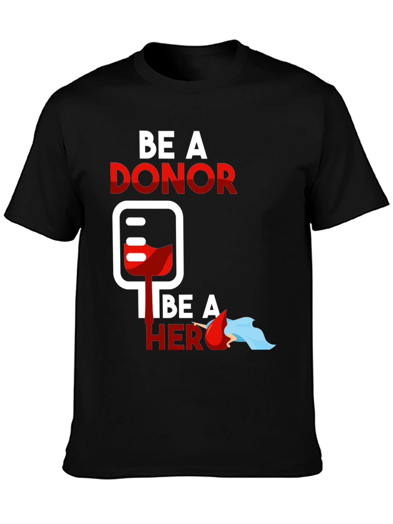 Black Be a Donor Be a Hero Graphic Tee view 3