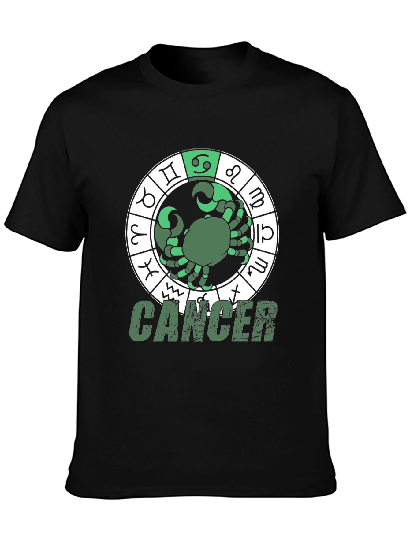 Black Cancer Zodiac Graphic T-Shirt view 3