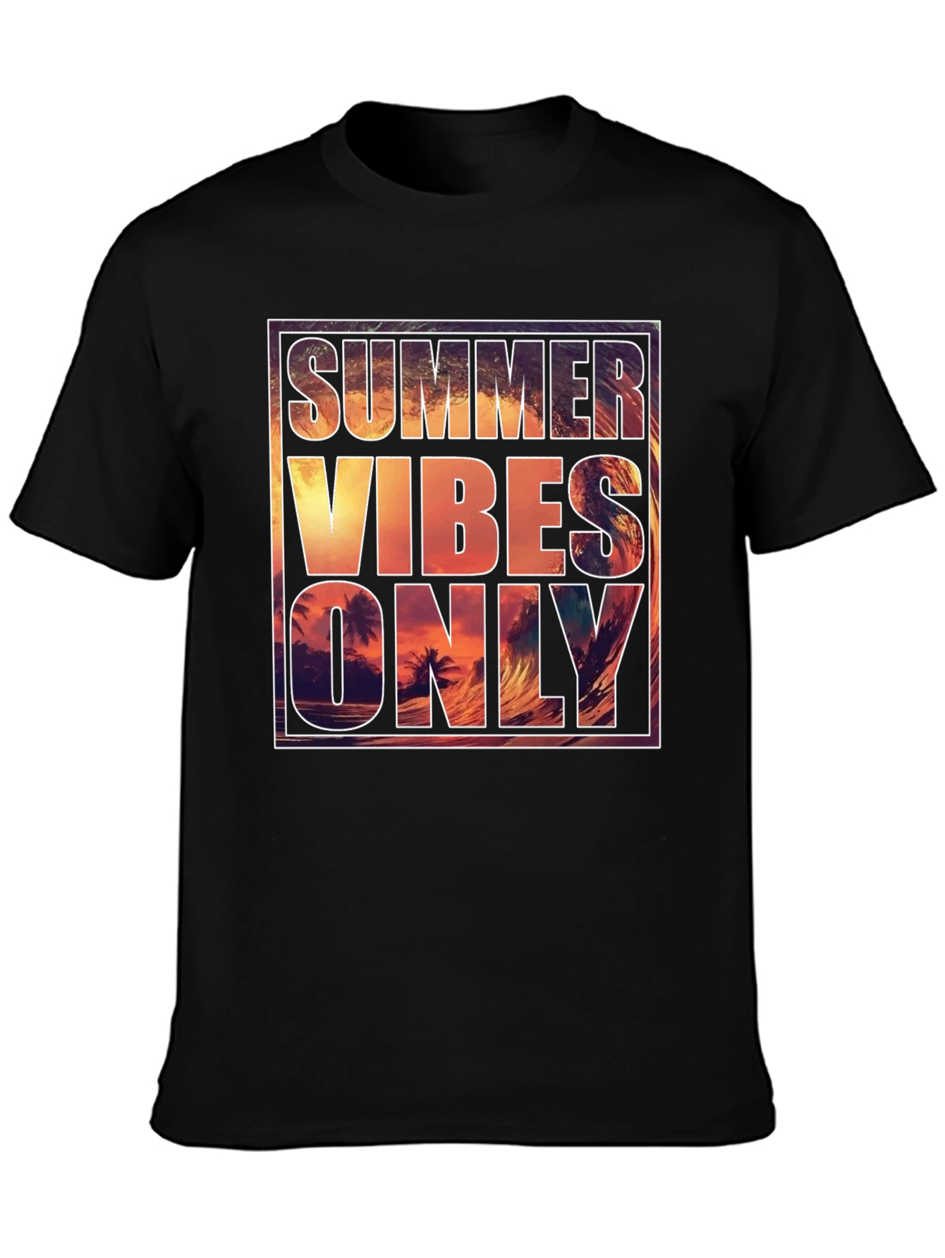 Black Summer Vibes Graphic Tee - Men's Black T-Shirt view 3
