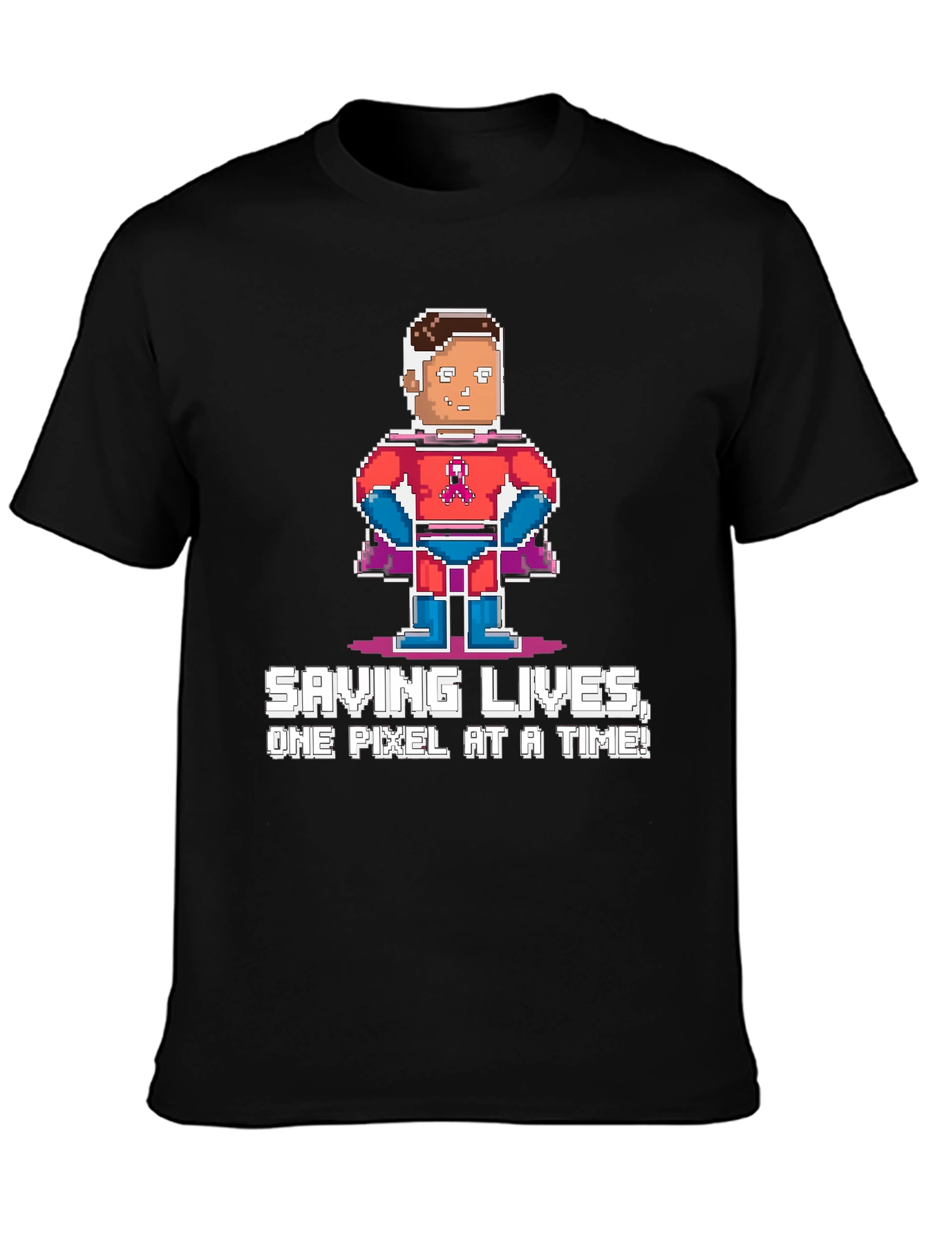 Black Pixel Hero T-Shirt - Saving Lives, One Pixel at a Time view 3