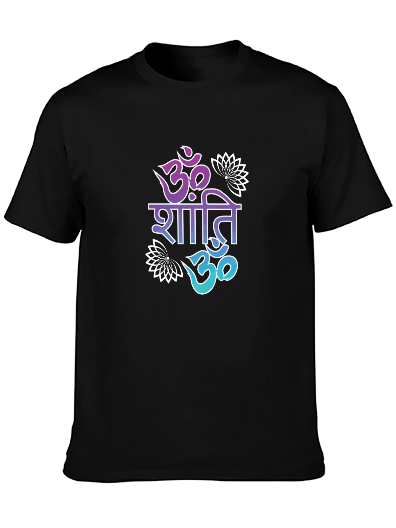 Black Om Shanti T-Shirt - Peaceful Graphic Tee view 3