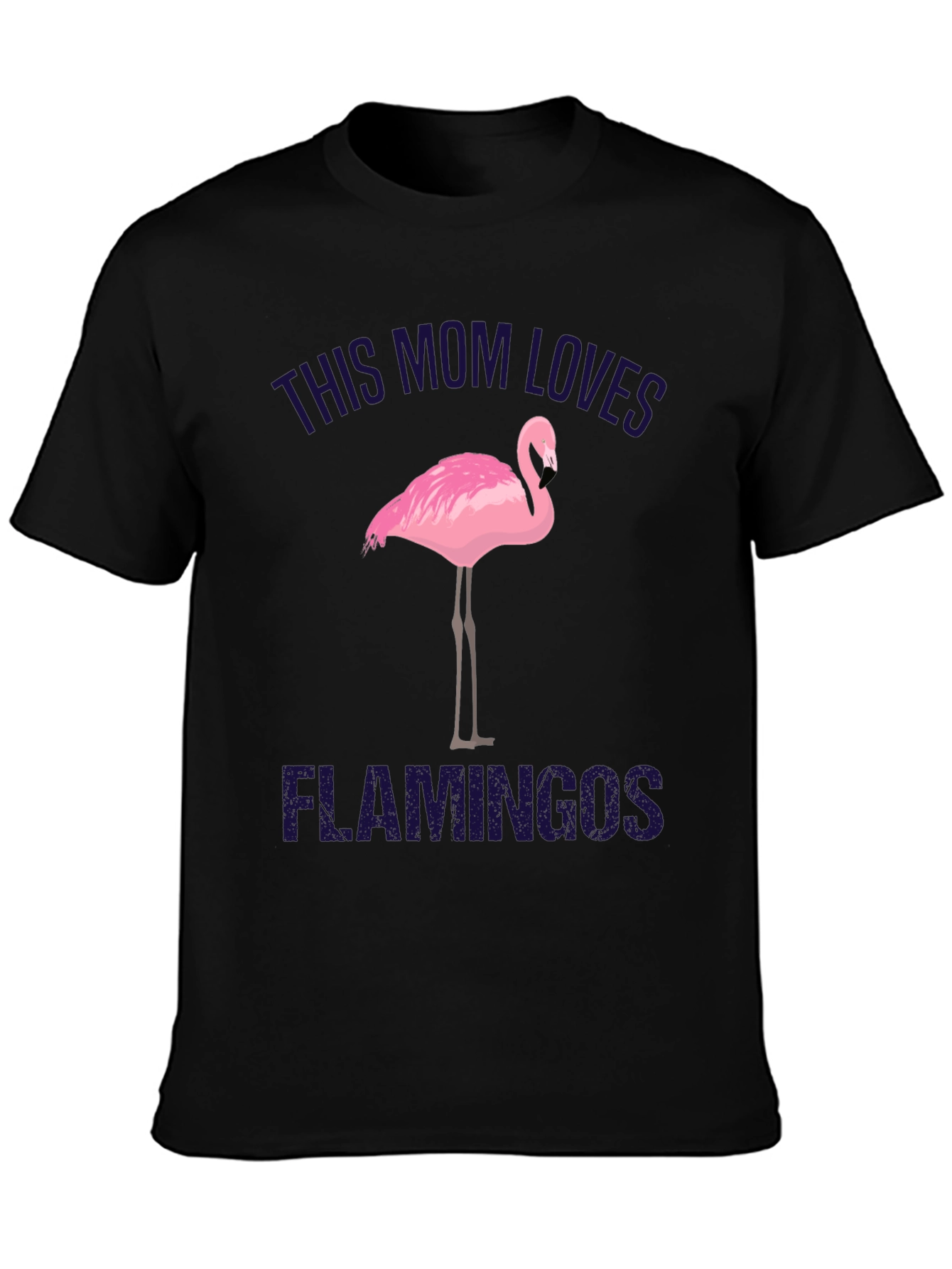 Black This Mom Loves Flamingos Black T-Shirt view 3