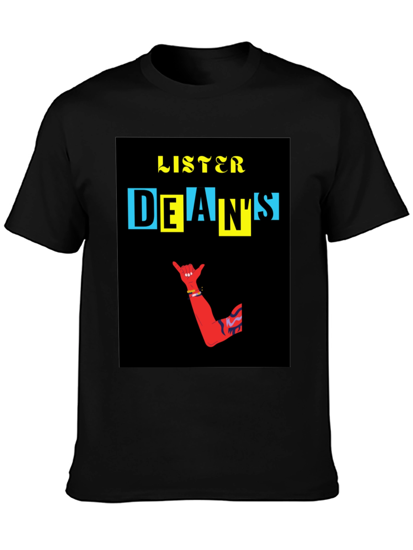 Black Cool Graphic T-Shirt - Listener Dean's Design view 3
