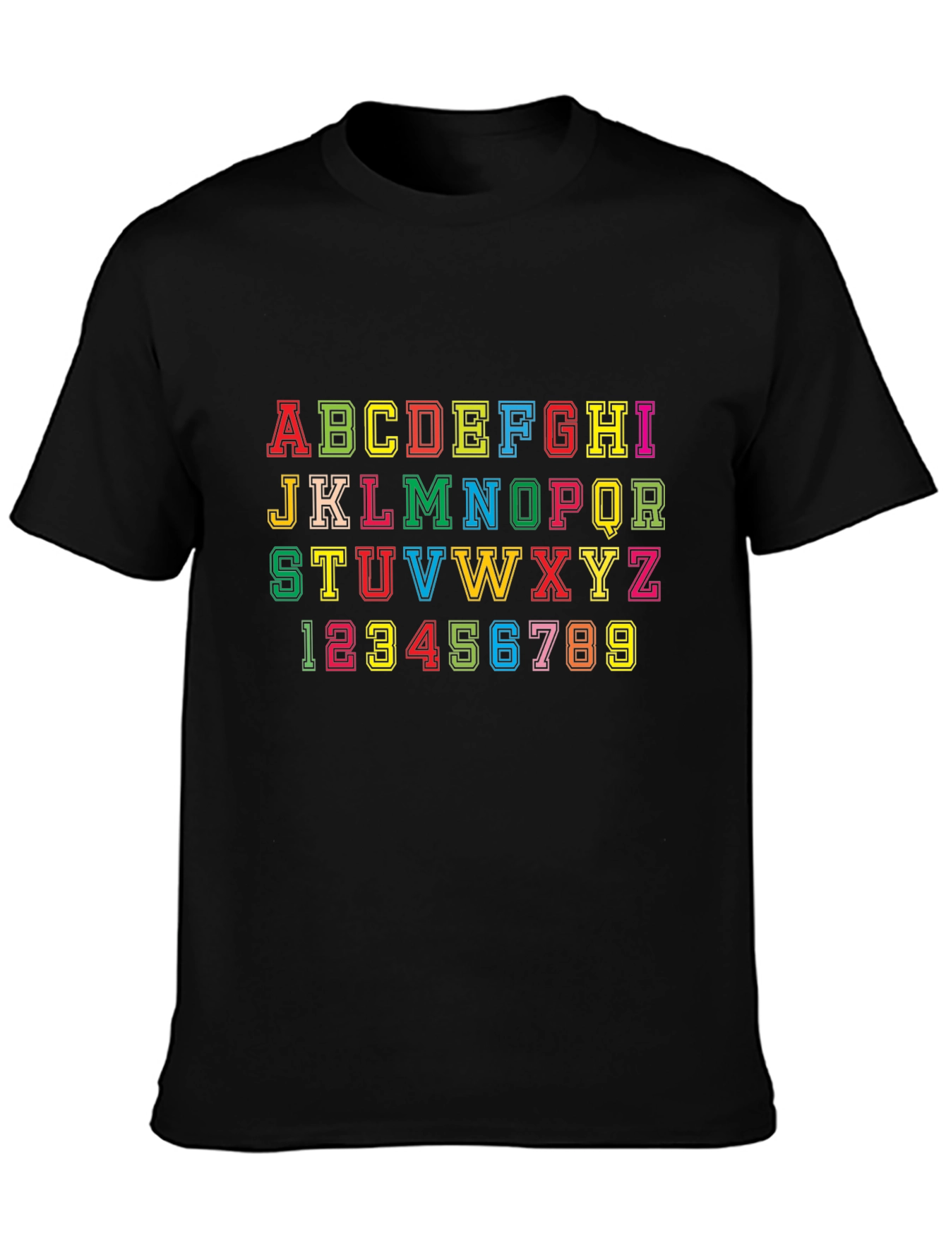 Black Alphabet & Numbers Graphic Tee - Fun Design! view 3