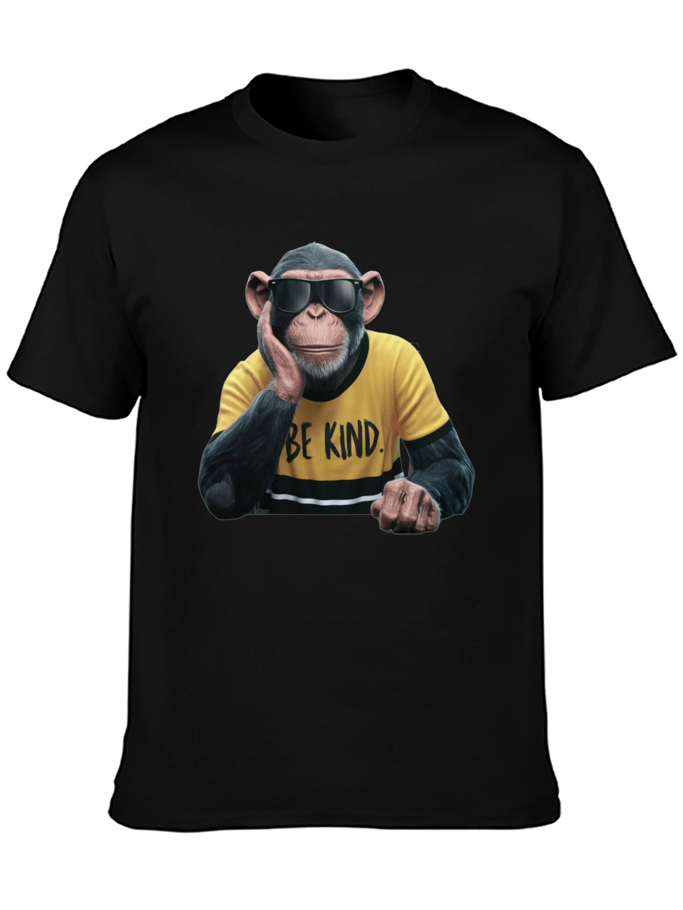 Black Cool Monkey Graphic Tee - Be Kind view 3