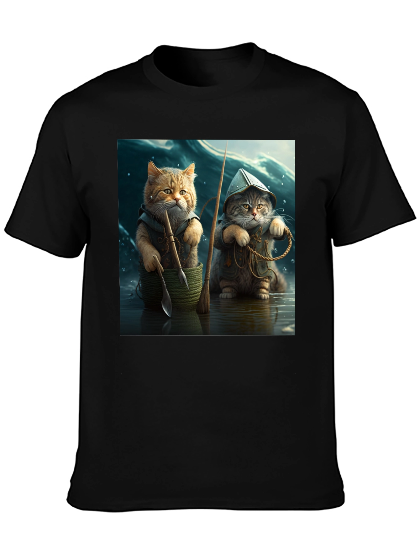 Black Cat Fishermen Graphic Tee view 3