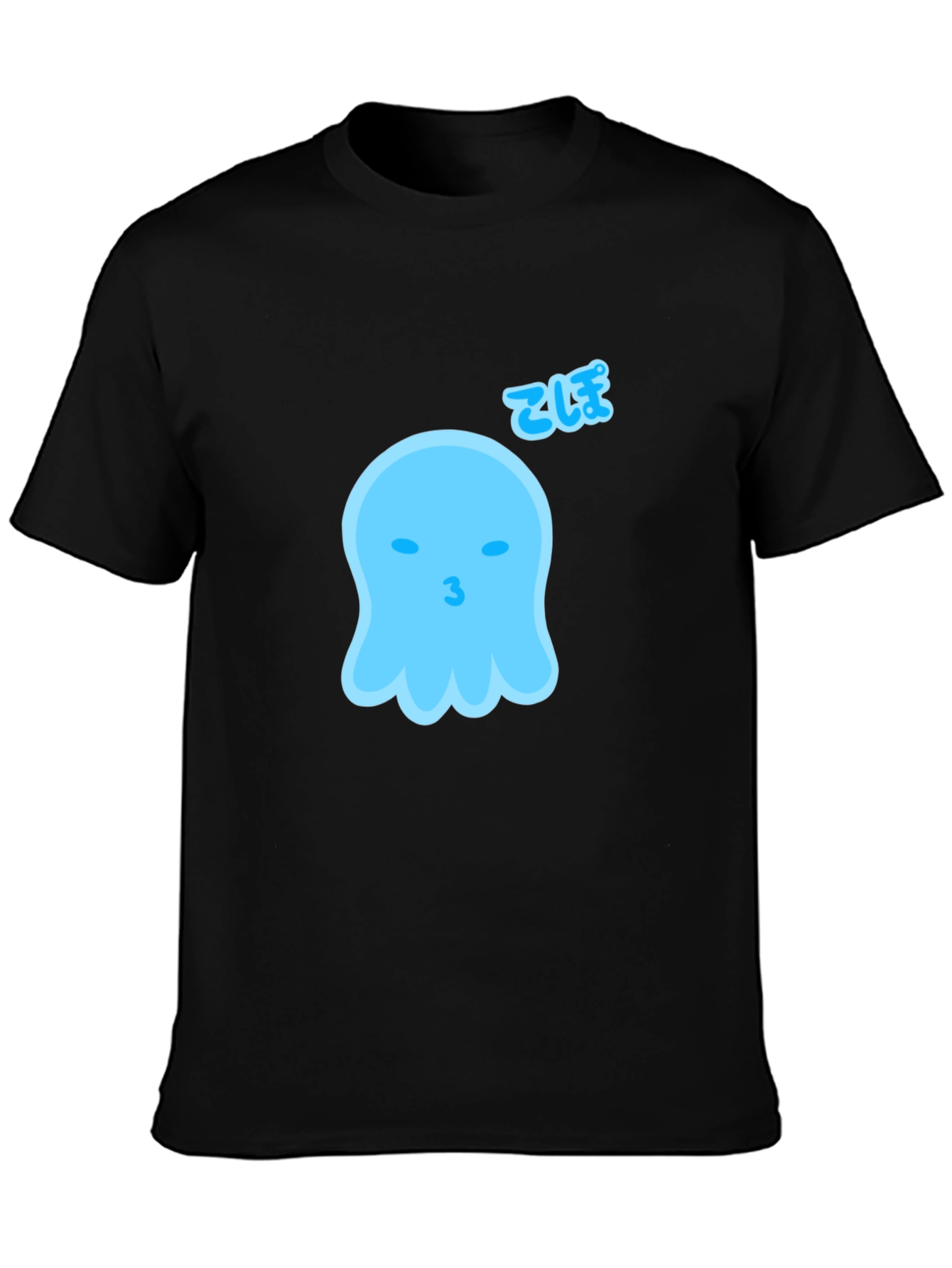 Black Cute Blue Ghost Graphic Tee - Soft Cotton Blend view 3