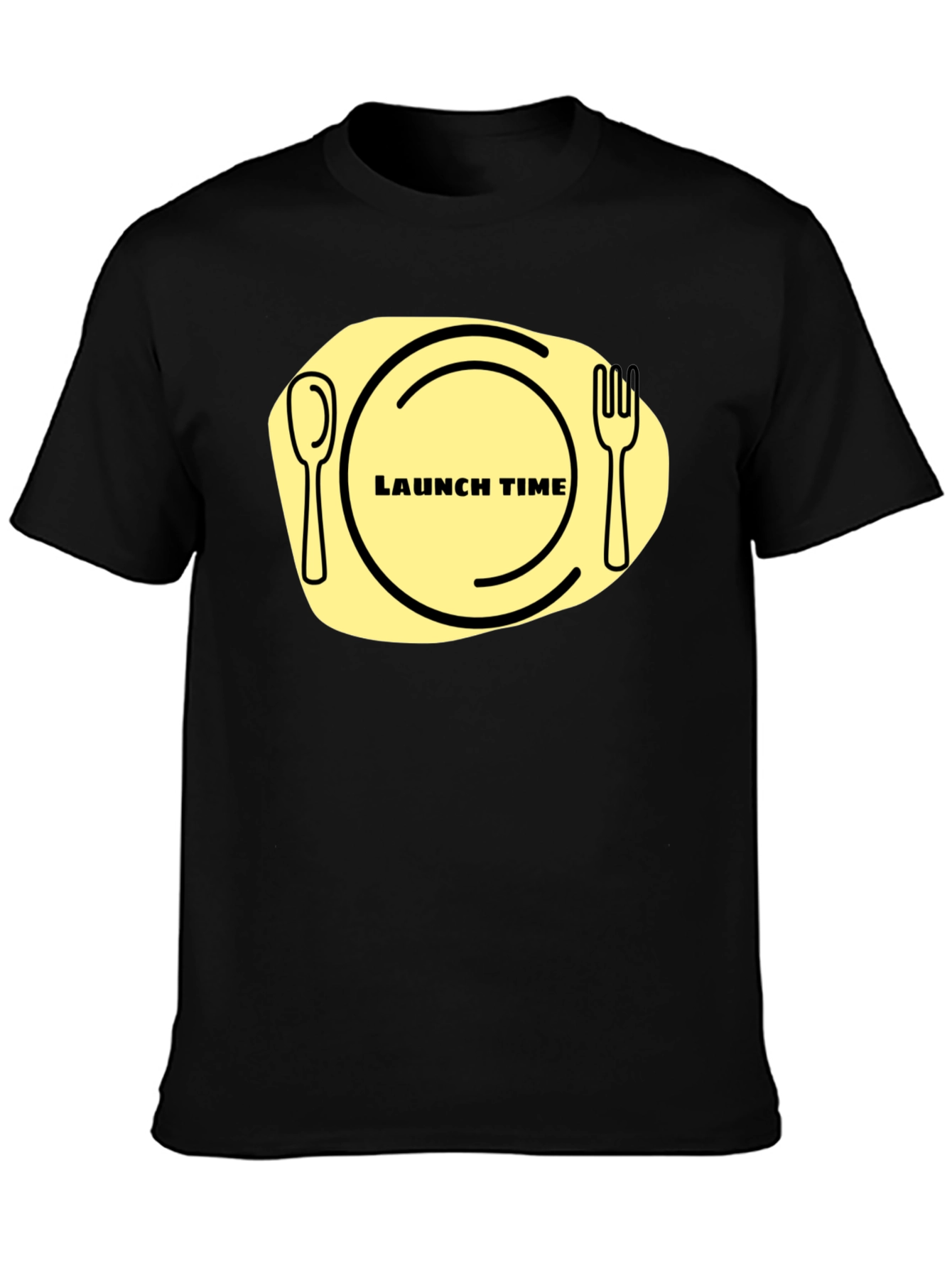 Black Launch Time T-Shirt: Funny Foodie Graphic Tee view 3