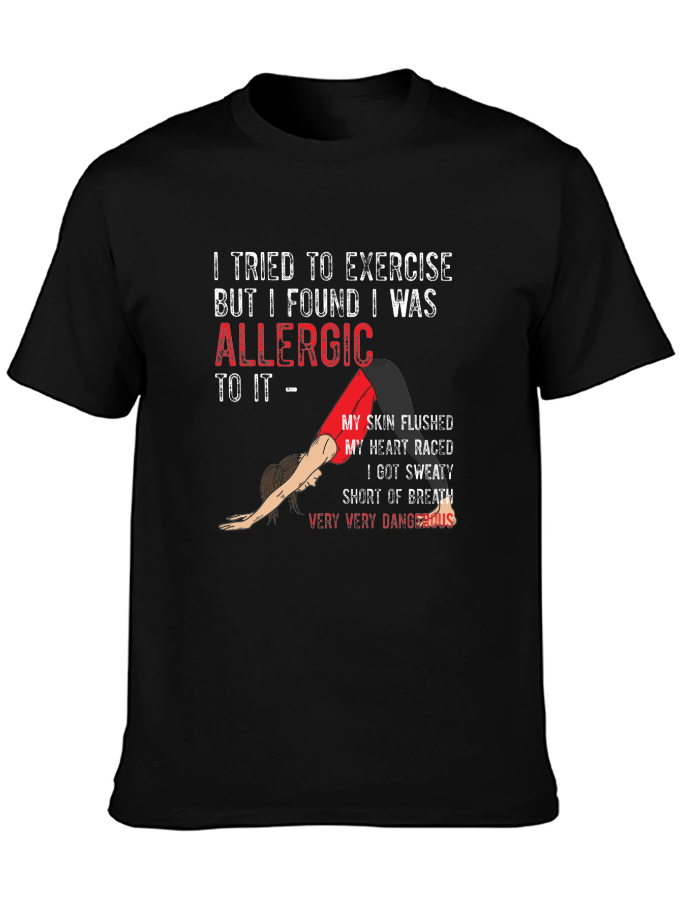 Black Funny Exercise Allergy T-Shirt view 3