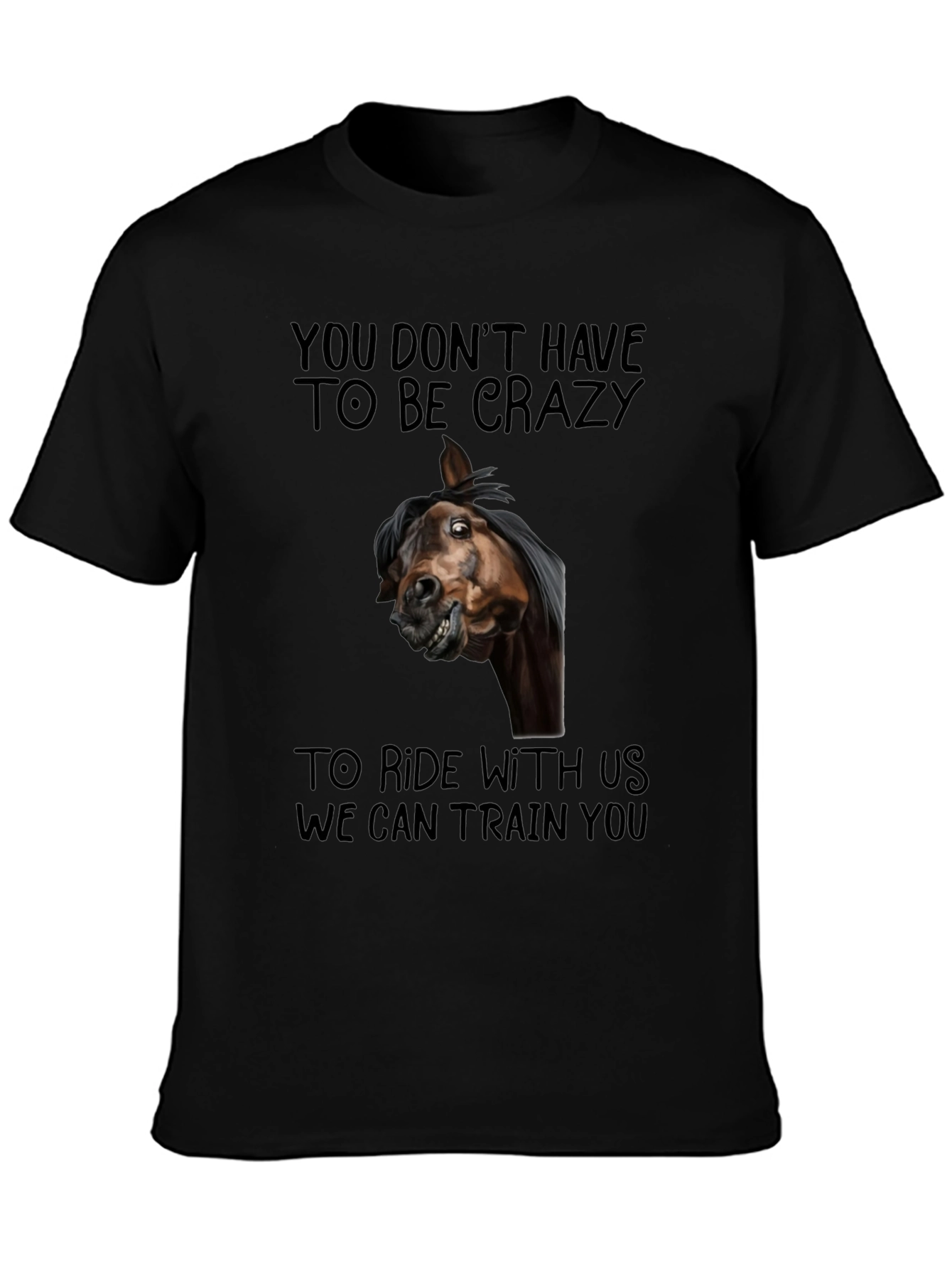 Black Crazy Horse Graphic T-Shirt view 3