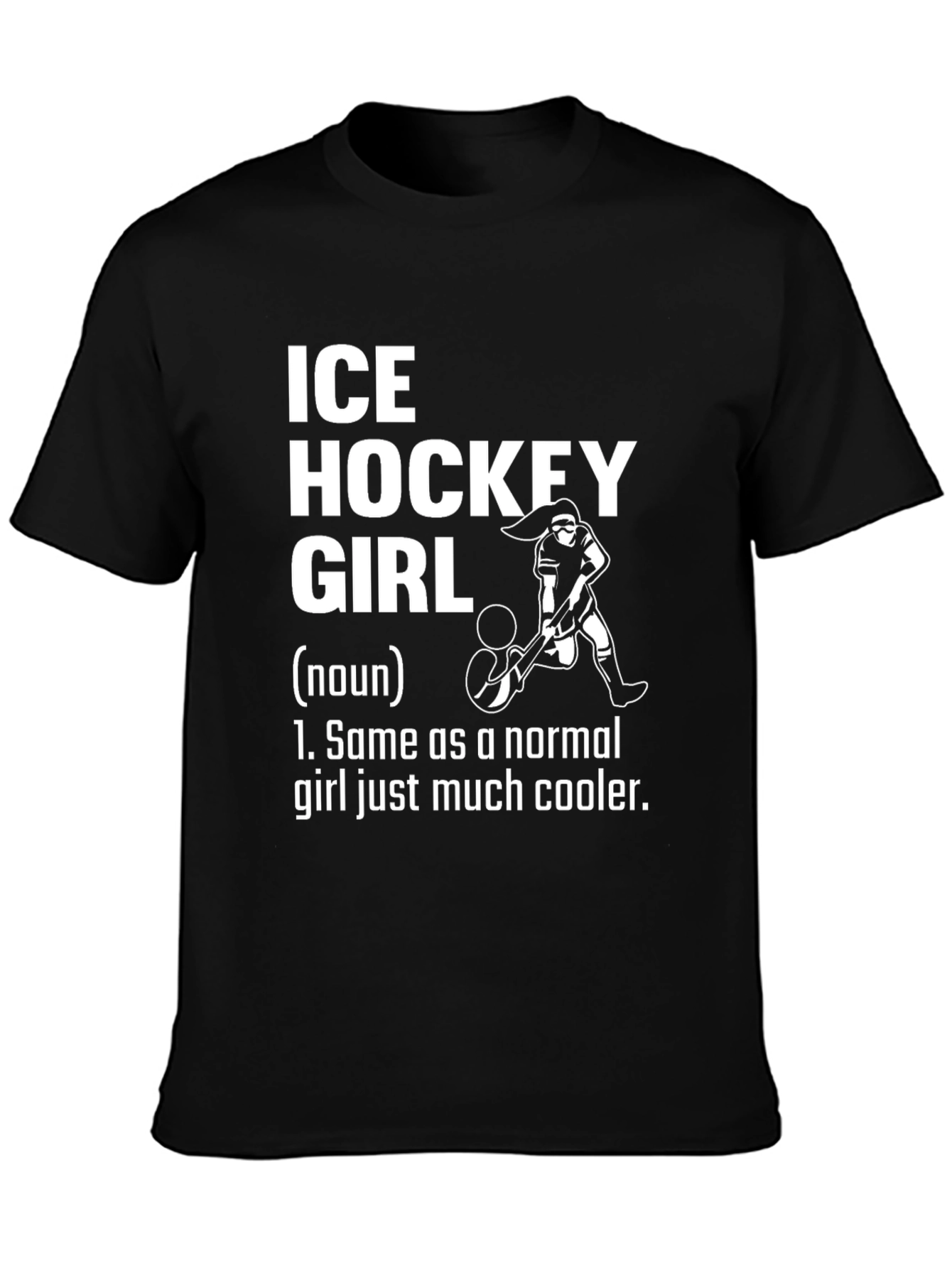 Black Ice Hockey Girl T-Shirt - Cool Hockey Player Tee view 3