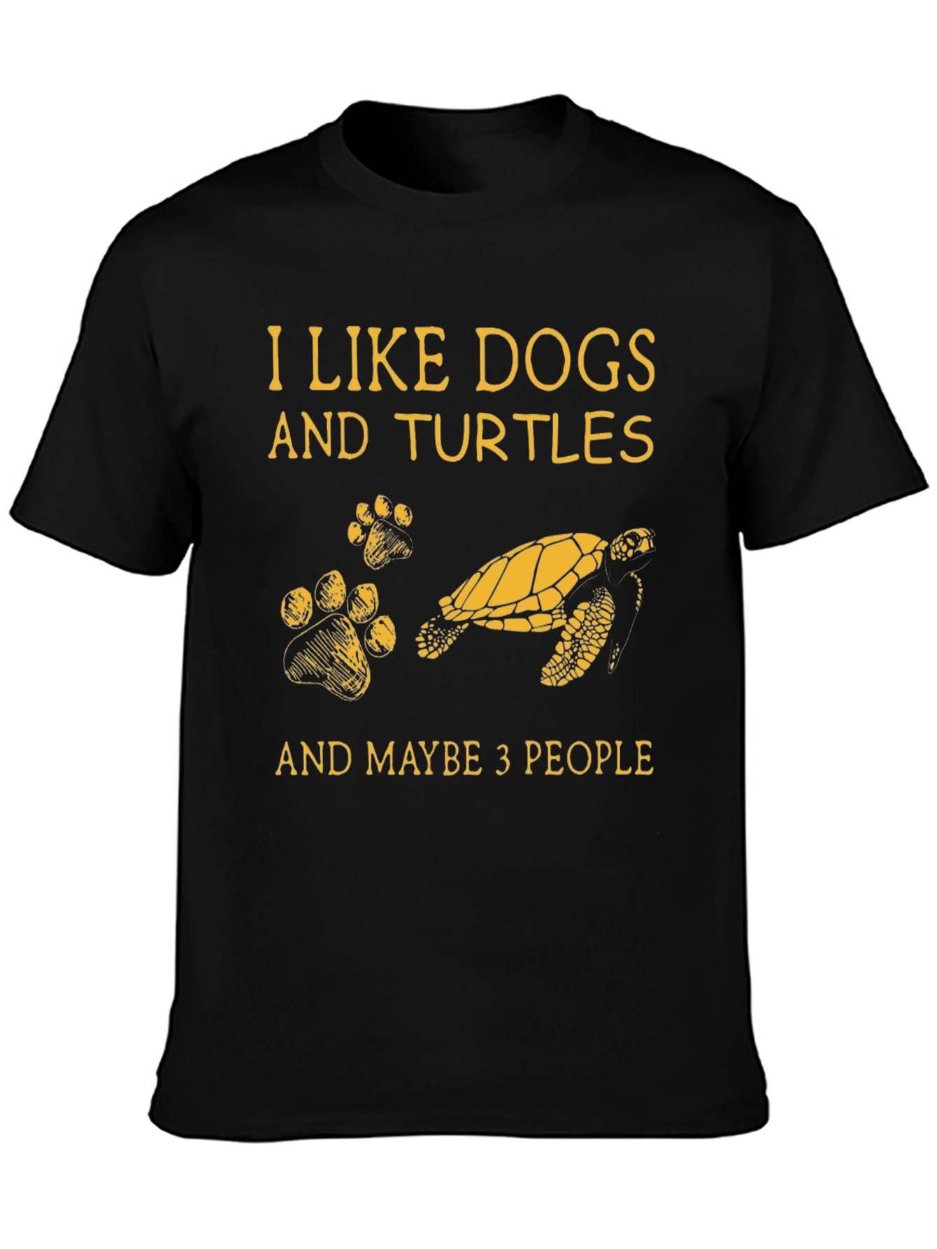 Black I Like Dogs and Turtles T-Shirt view 3