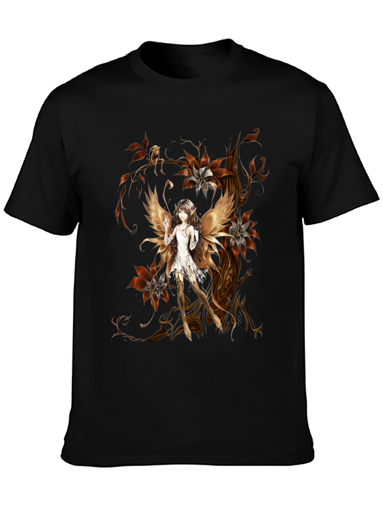 Black Fairy Art T-Shirt - Unique Graphic Tee view 3