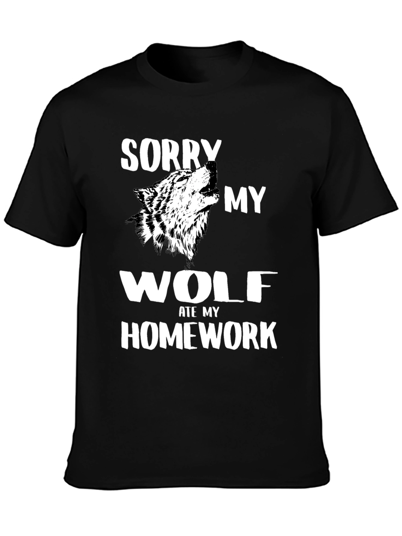 Black Wolf Ate My Homework Graphic Tee view 3