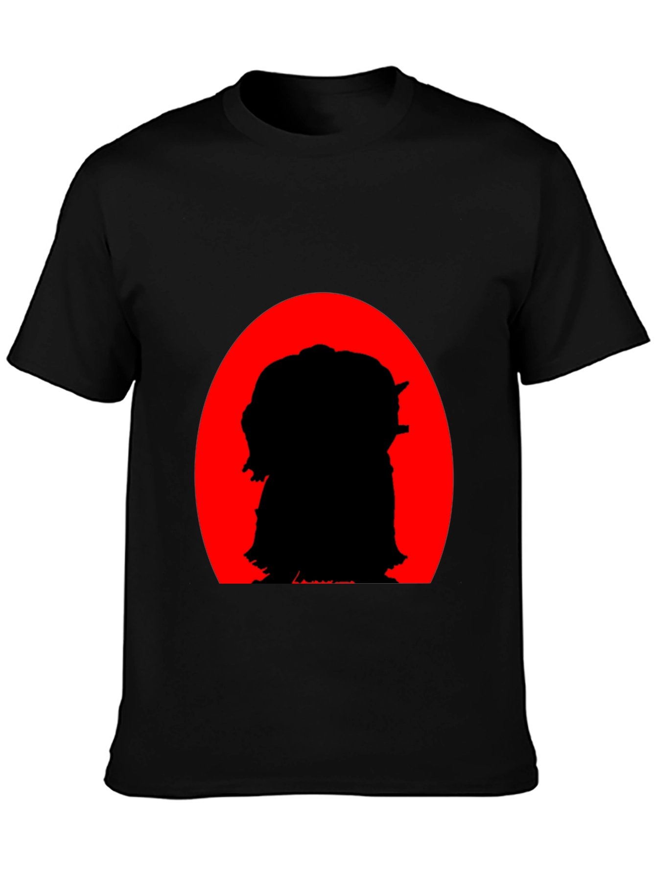 Black Silhouette Tee: Red Sun, Black Print view 3