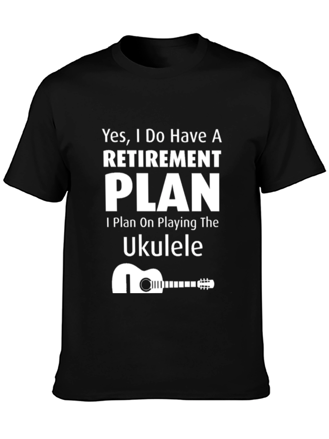 Black Retirement Plan Ukulele T-Shirt view 3
