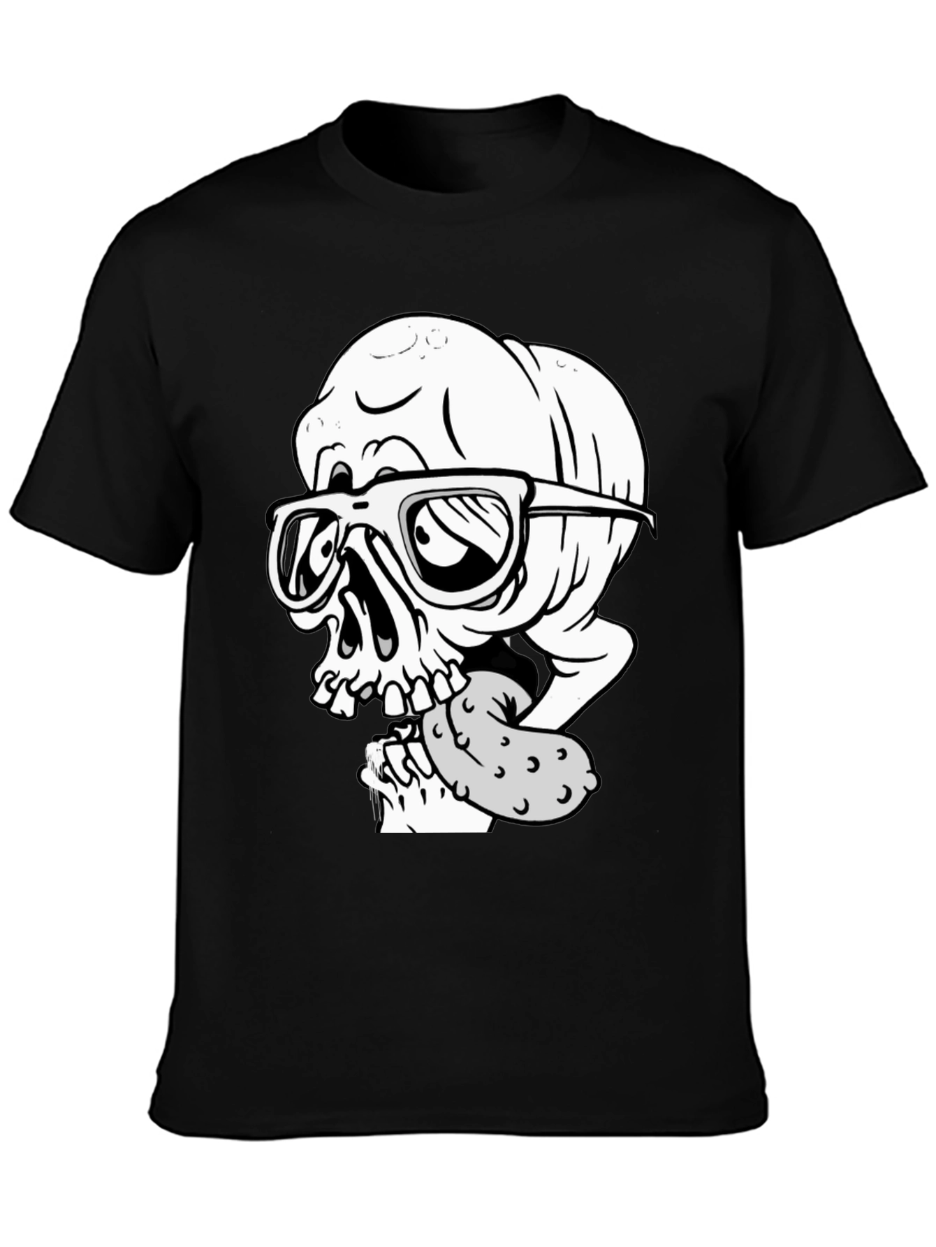Black Skull with Pickle Graphic Tee view 3
