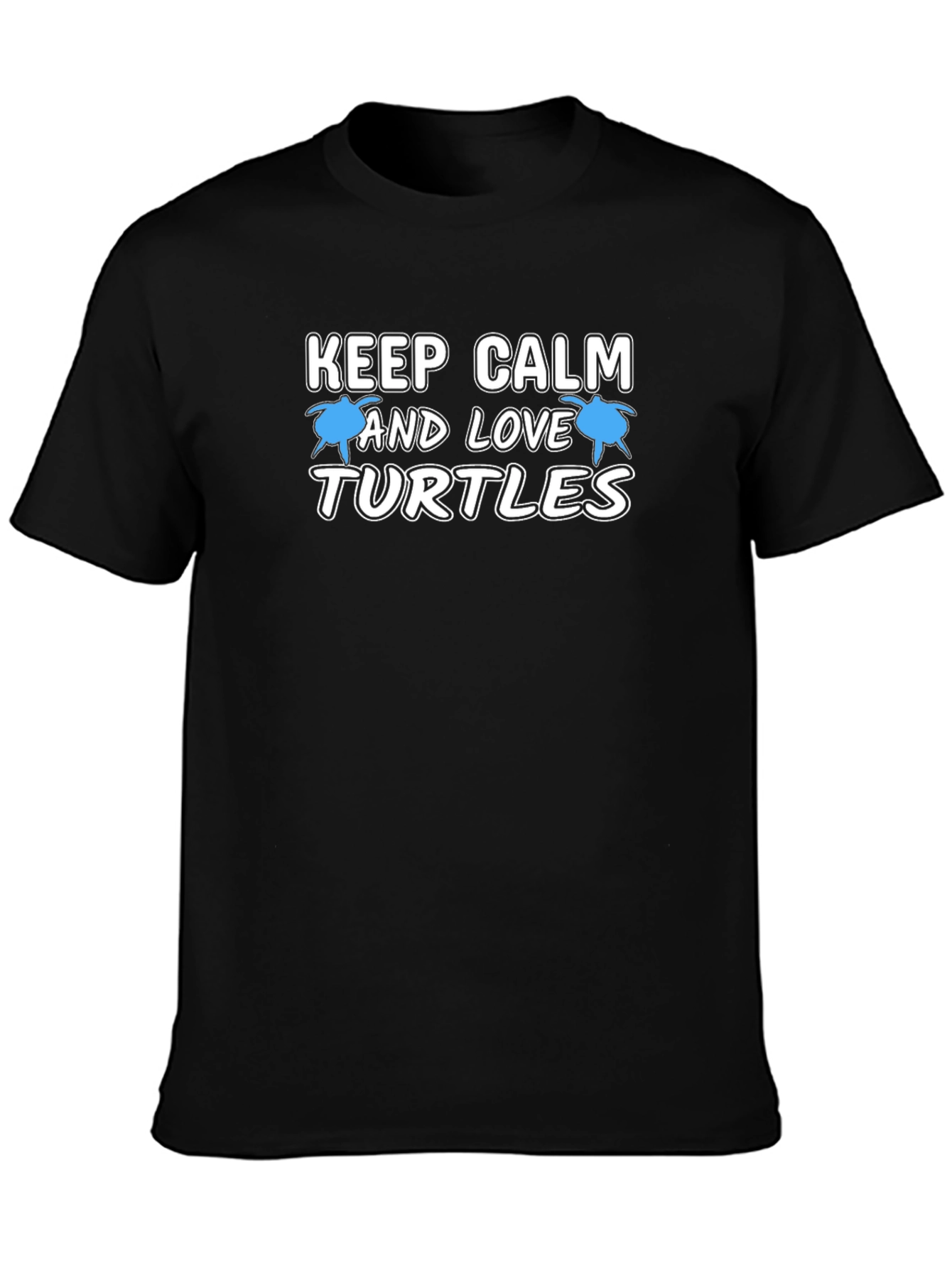 Black Keep Calm and Love Turtles Black T-Shirt view 3