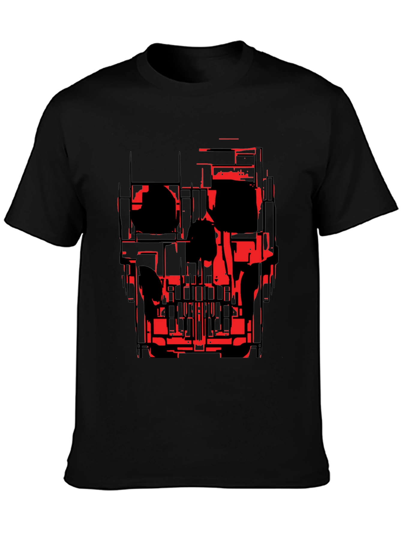 Black Abstract Skull Graphic Tee - Black view 3